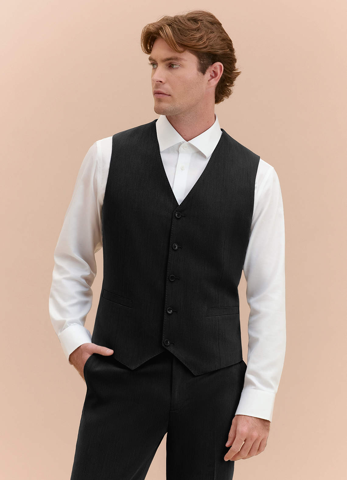 dress vest black Hisdern Men's Black Solid Vest Tie Set For Weddings XS main image 0