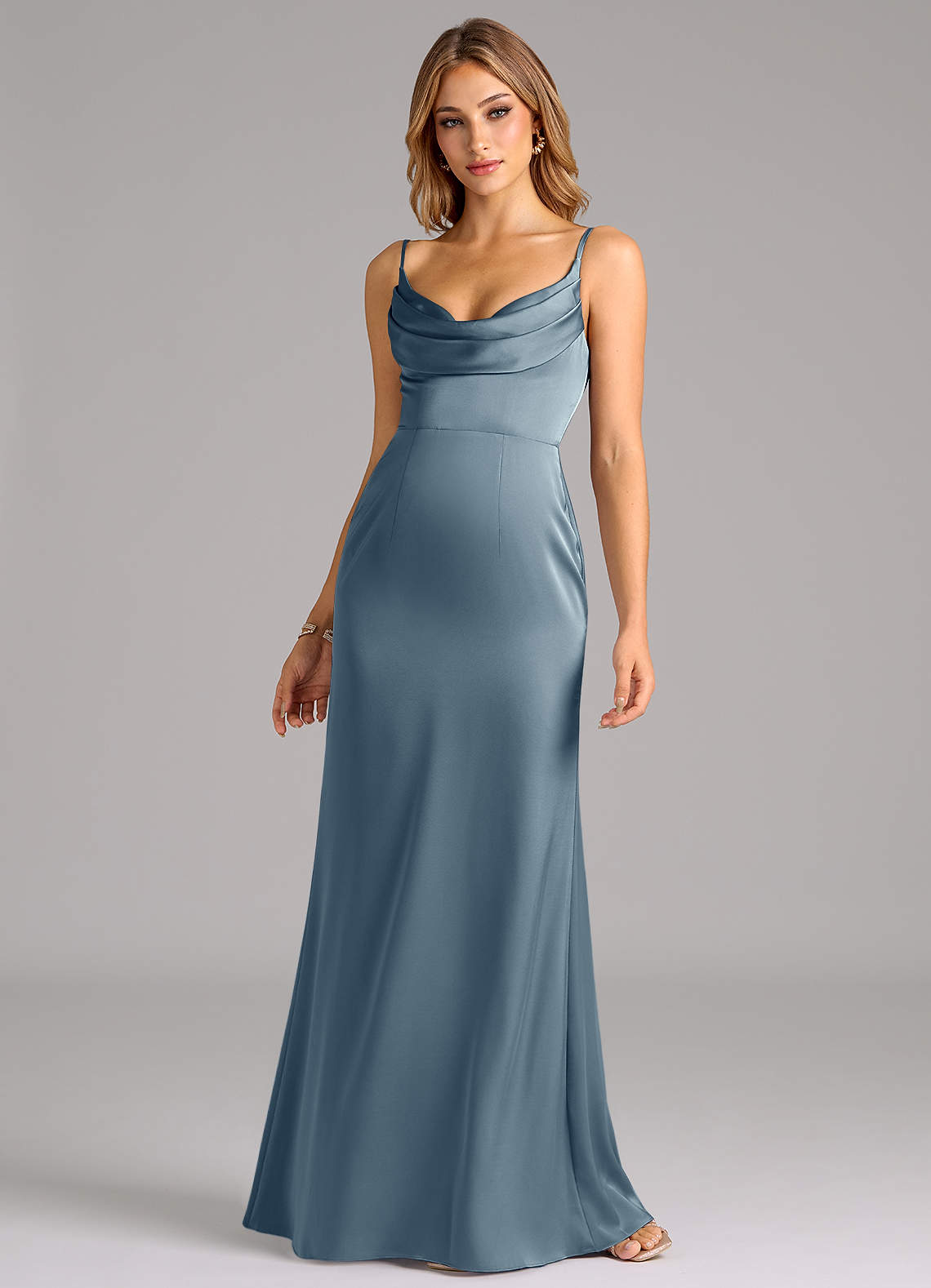 dusty blue a line dress Azazie Aimee Sexy Mermaid Backless Off