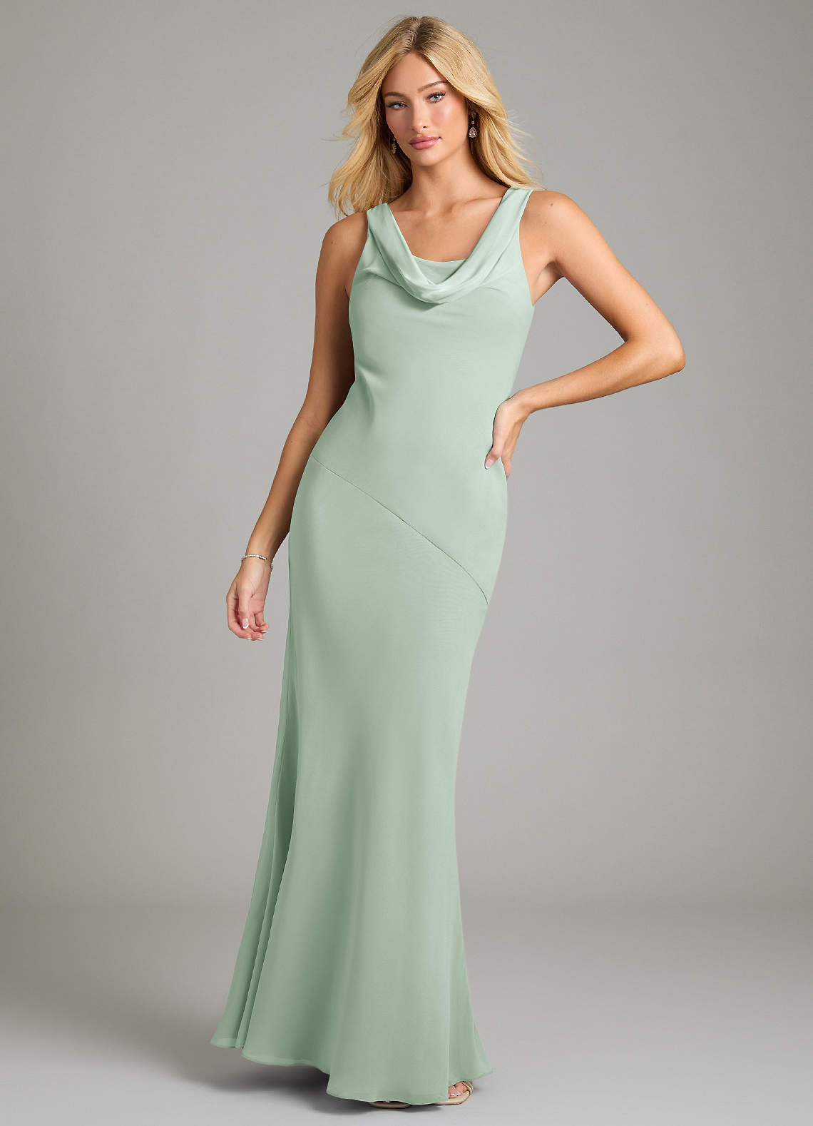 Azazie Rylina Bridesmaid Dresses Agave Mermaid Pleated Chiffon Dress image1
