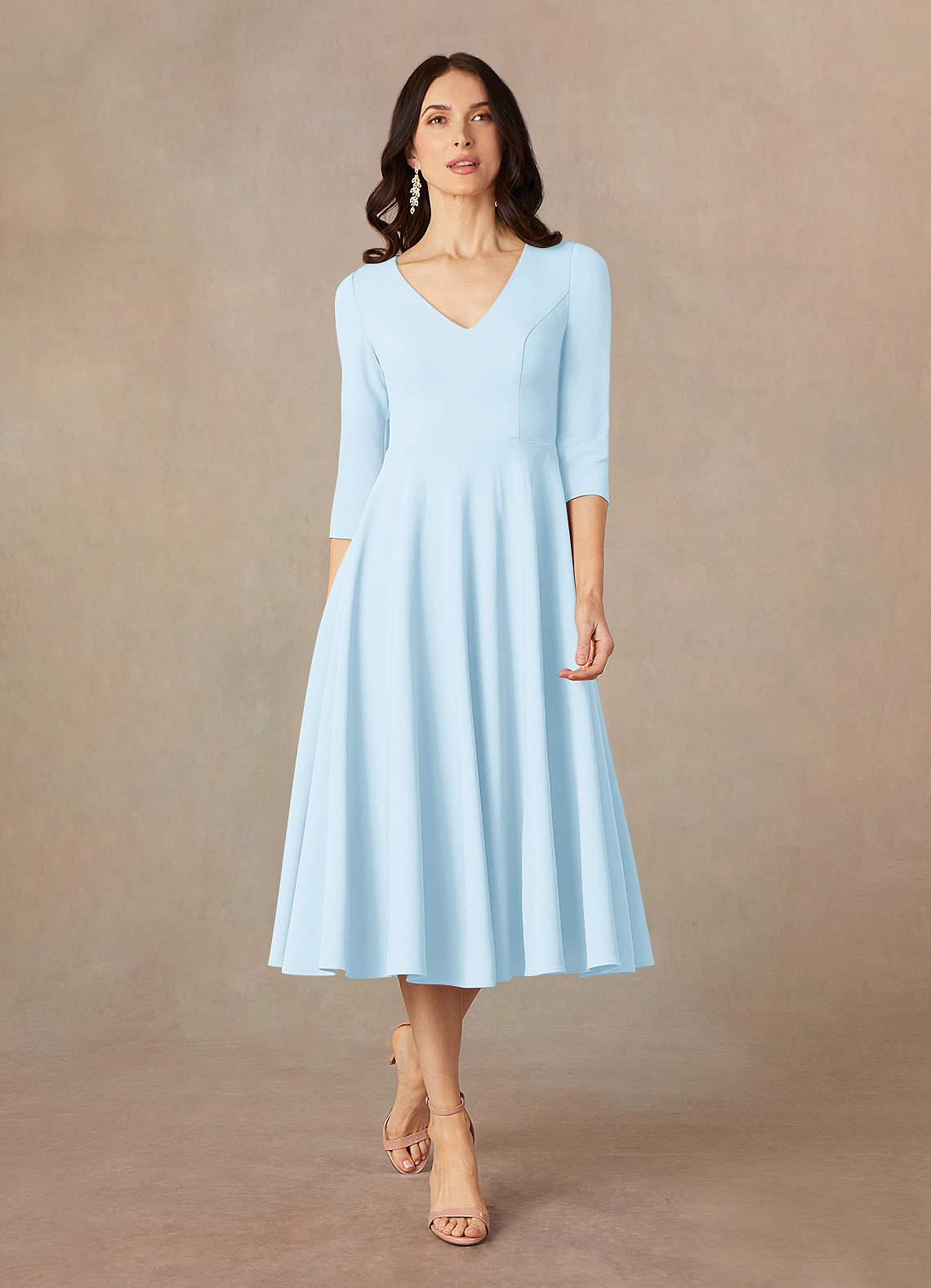 Azazie Nassif Mother of the Bride Dresses Sky Blue A-Line Stretch Crepe Dress image1