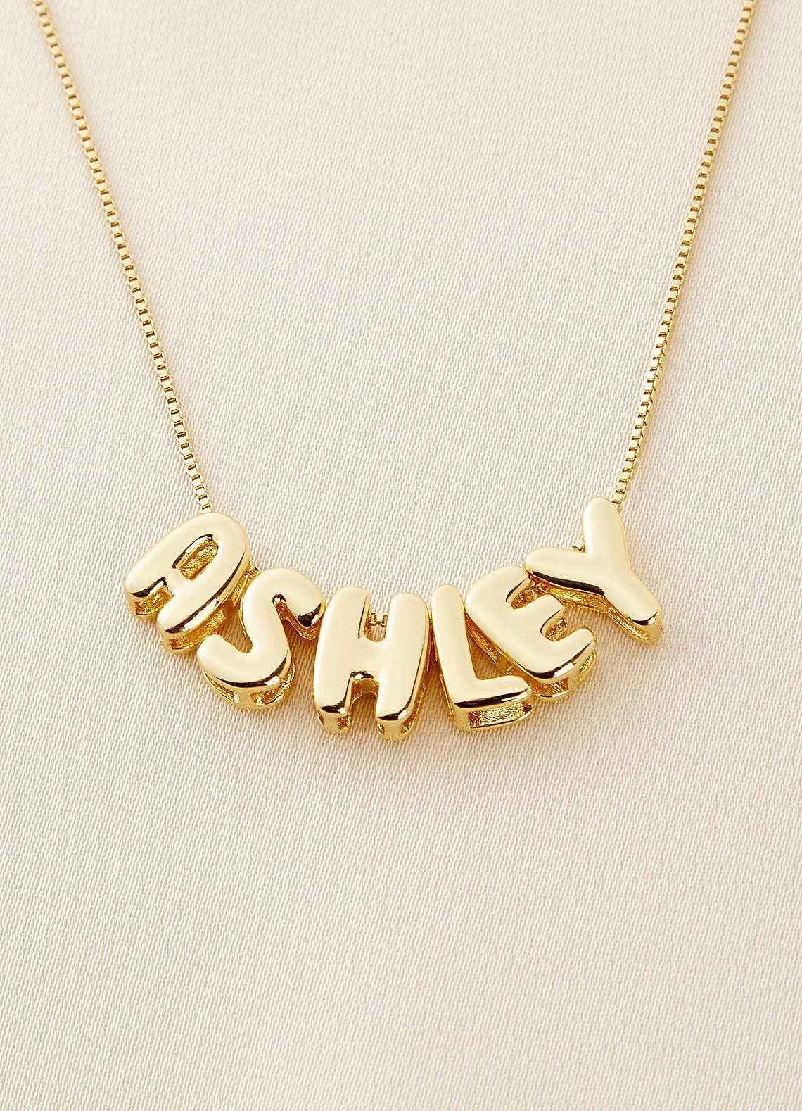 front Personalized Bubble Name Letter Necklace