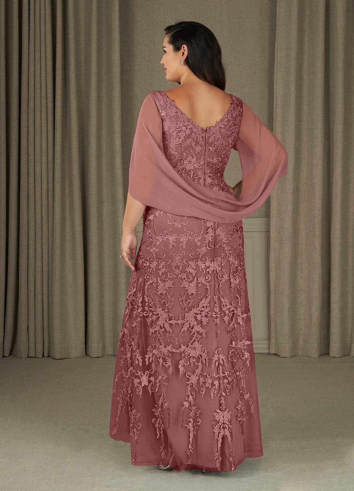 Azazie Ferris Mother of the Bride Dresses Desert Rose Sheath V-Neck Chiffon Dress image7