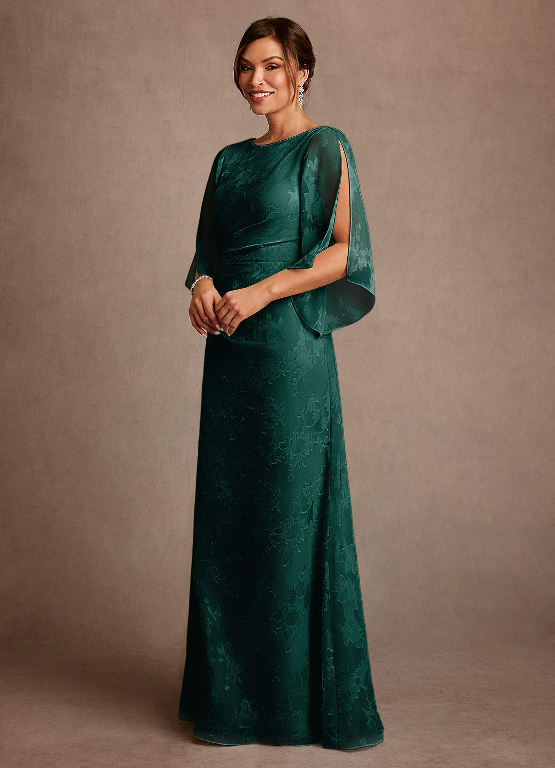 Azazie Anaheim Mother of the Bride Dresses Pine Sheath Pleated Floral Burnout Dress image3