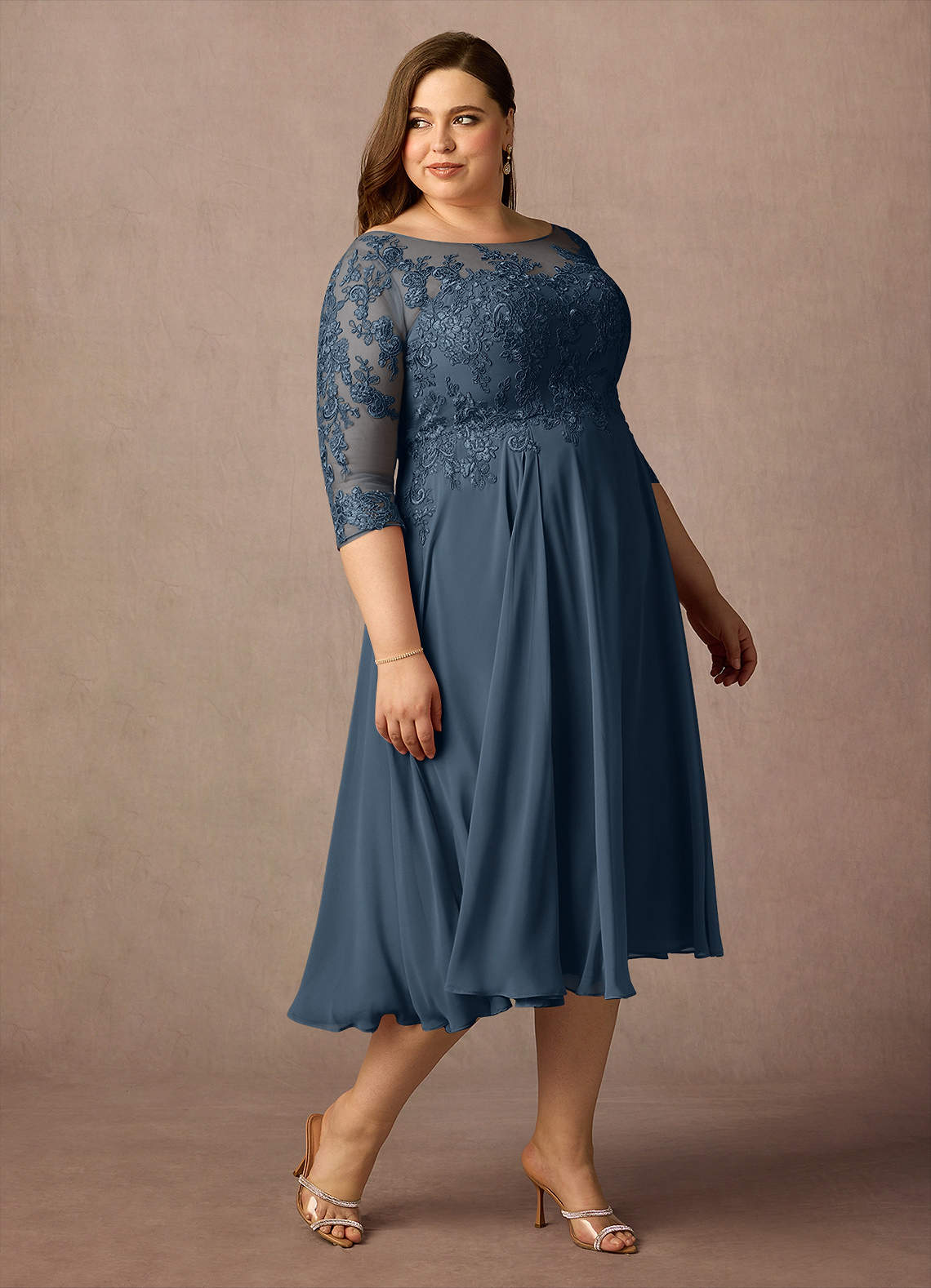 Azazie Marge Mother of the Bride Dresses Neptune A-Line Scoop Lace Chiffon Dress image9