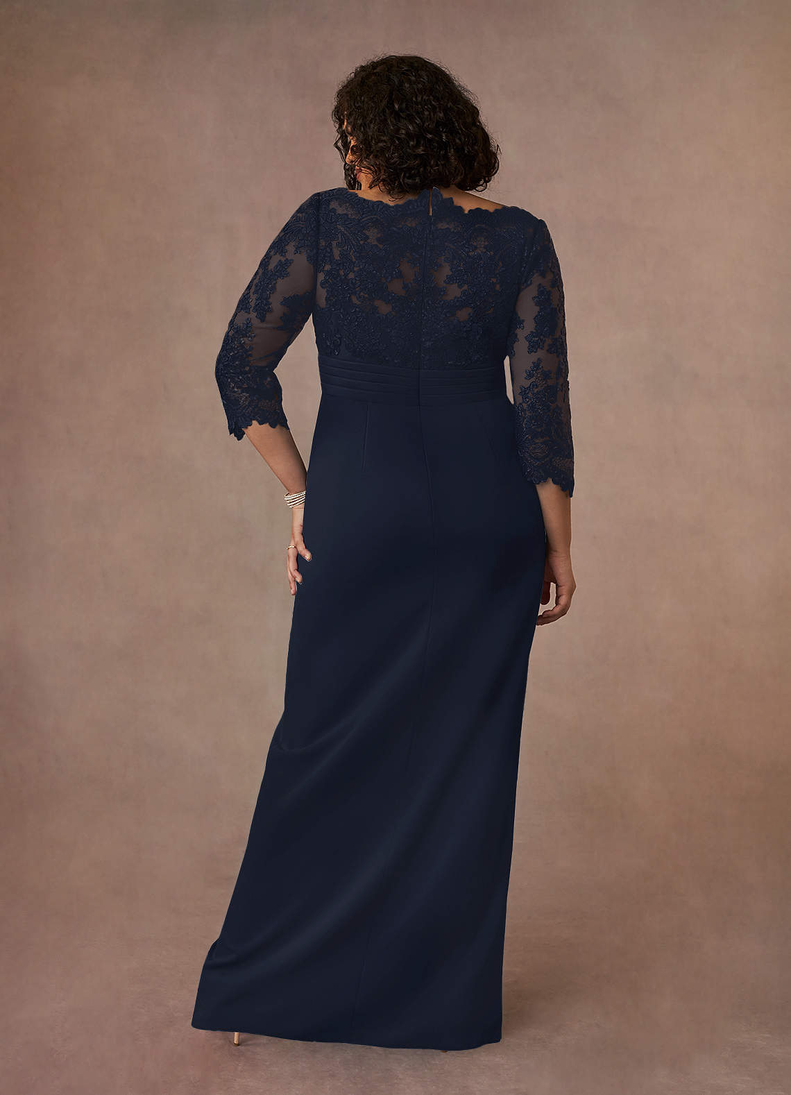 navy lace floor length dress Navy Lace Top Maxi Dress with Open Back and Side Slit