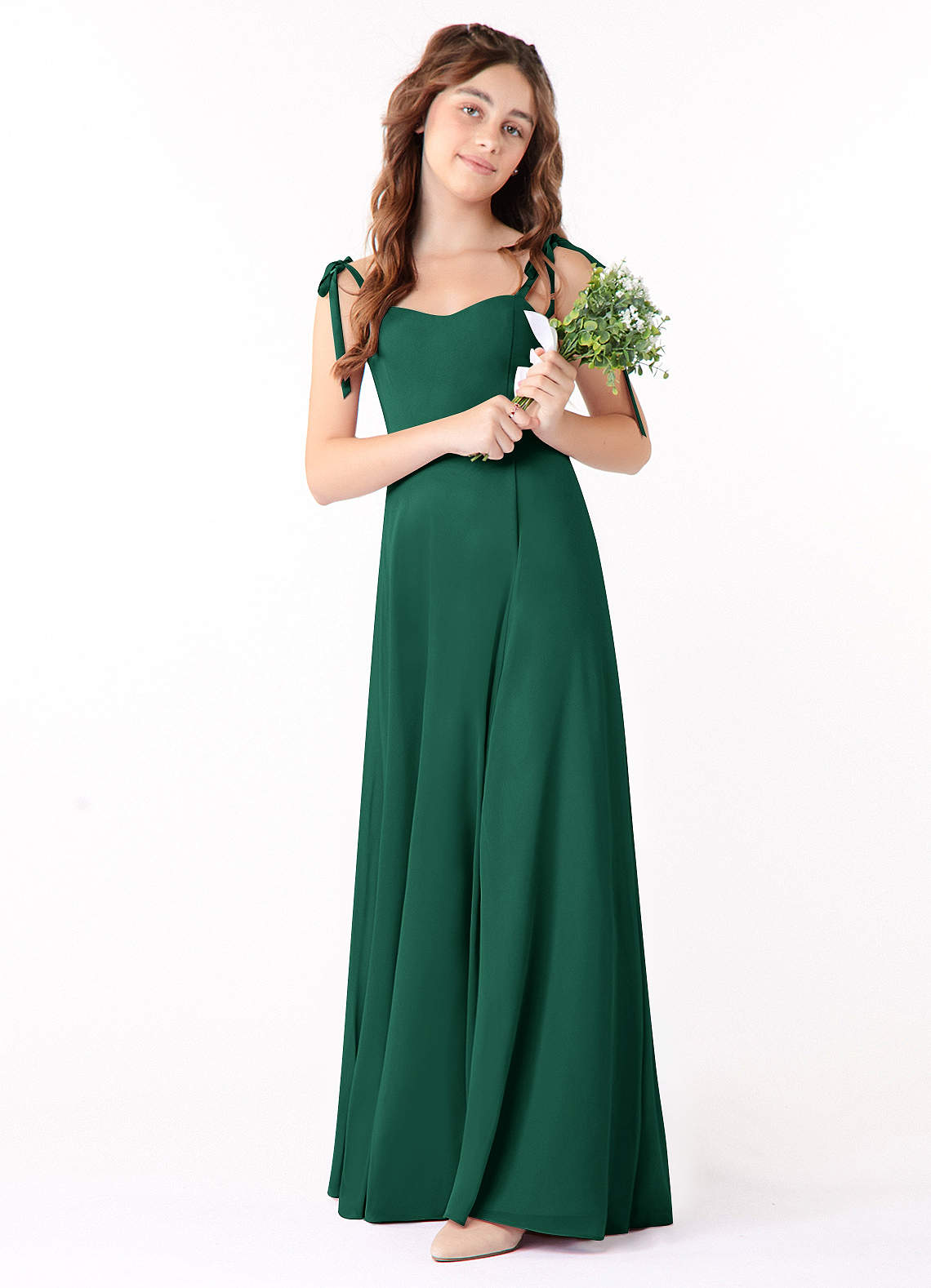 emerald junior bridesmaid dresses BABARONI Long Sleeves Modest Junior Bridesmaid Dresses Olive Green, Olive Green / J4 main image 0