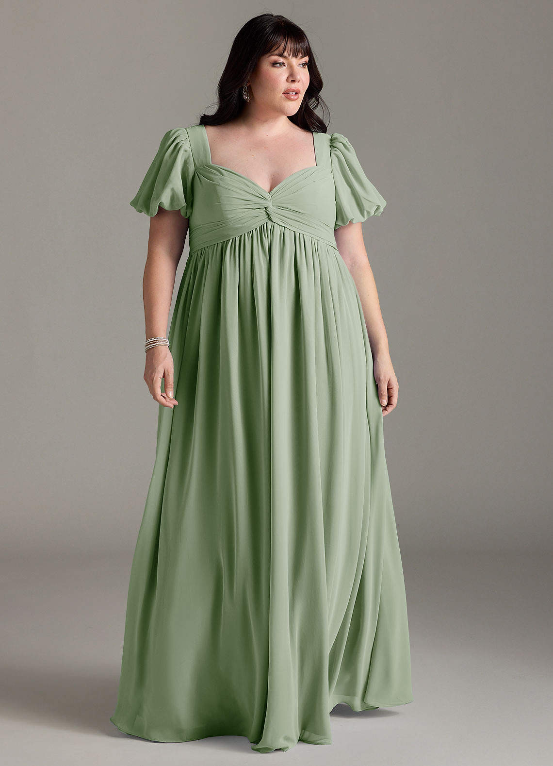Azazie Madisynn Vestidos de dama de honra para maternidade Vestir Arco Comprimento do chão Chiffon image4