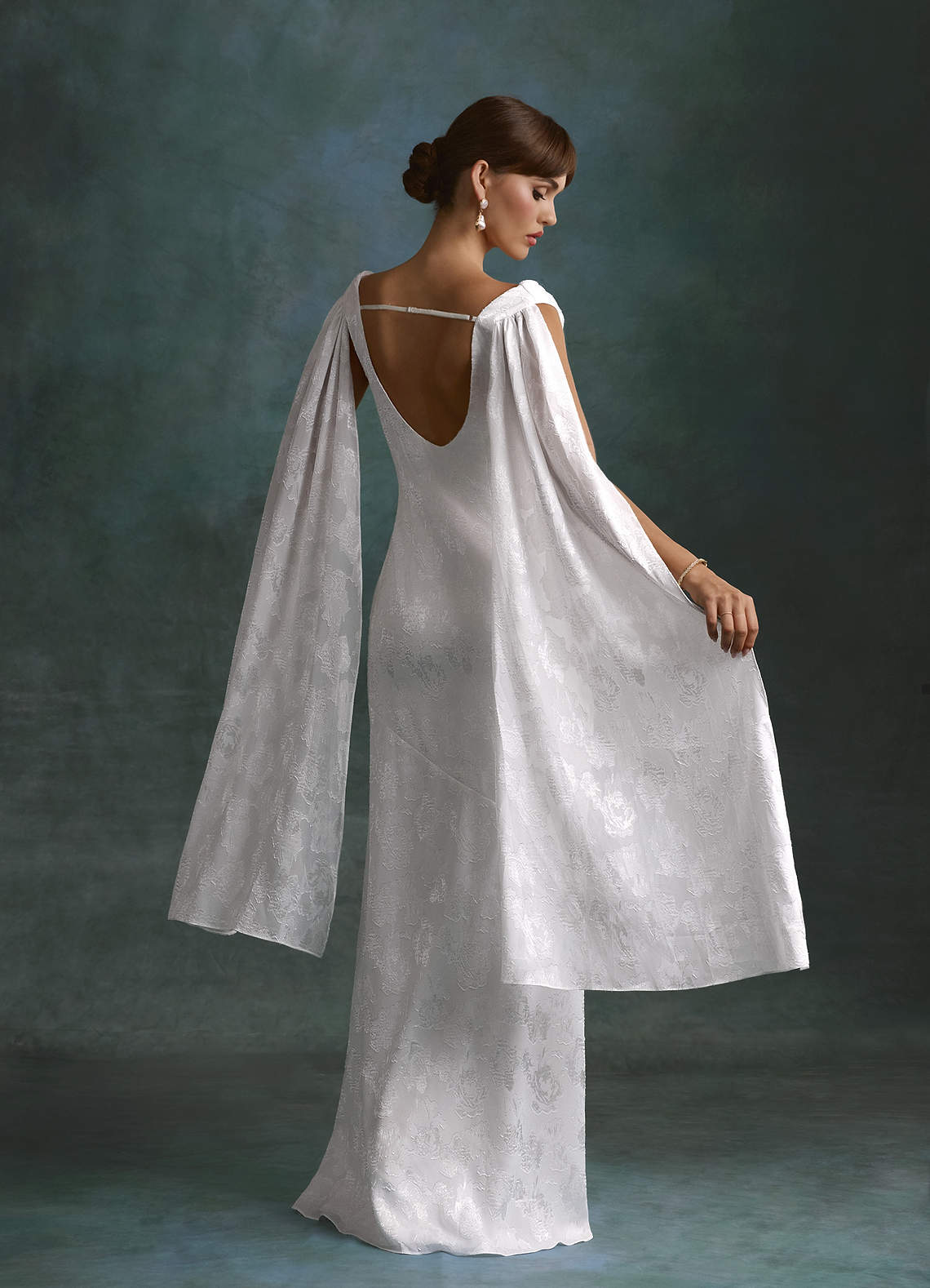 Azazie Georgina Wedding Dresses Diamond White Sheath Floral Burnout Dress image4