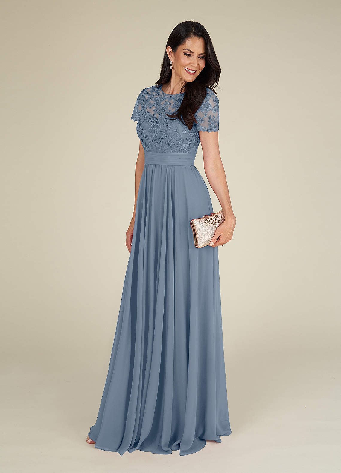 Azazie Annette Mother of the Bride Dresses Twilight A-Line Lace Chiffon Dress image3