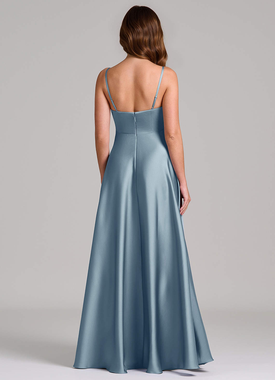 Azazie Amani Klänningar att prova hemma Klä av A-Linje i Stretch Satin Plisserad Dammblå image4