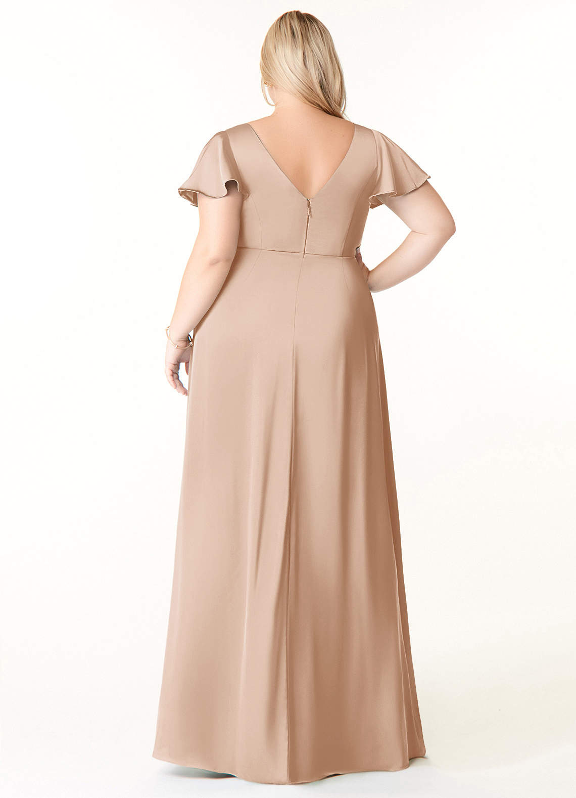 Azazie Soren Bridesmaid Dresses English Rose A-Line Pleated Stretch Satin Dress image8