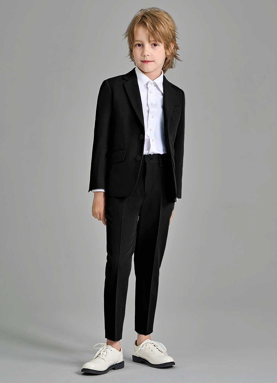 front Oliver Boys Black 2-Piece Suit