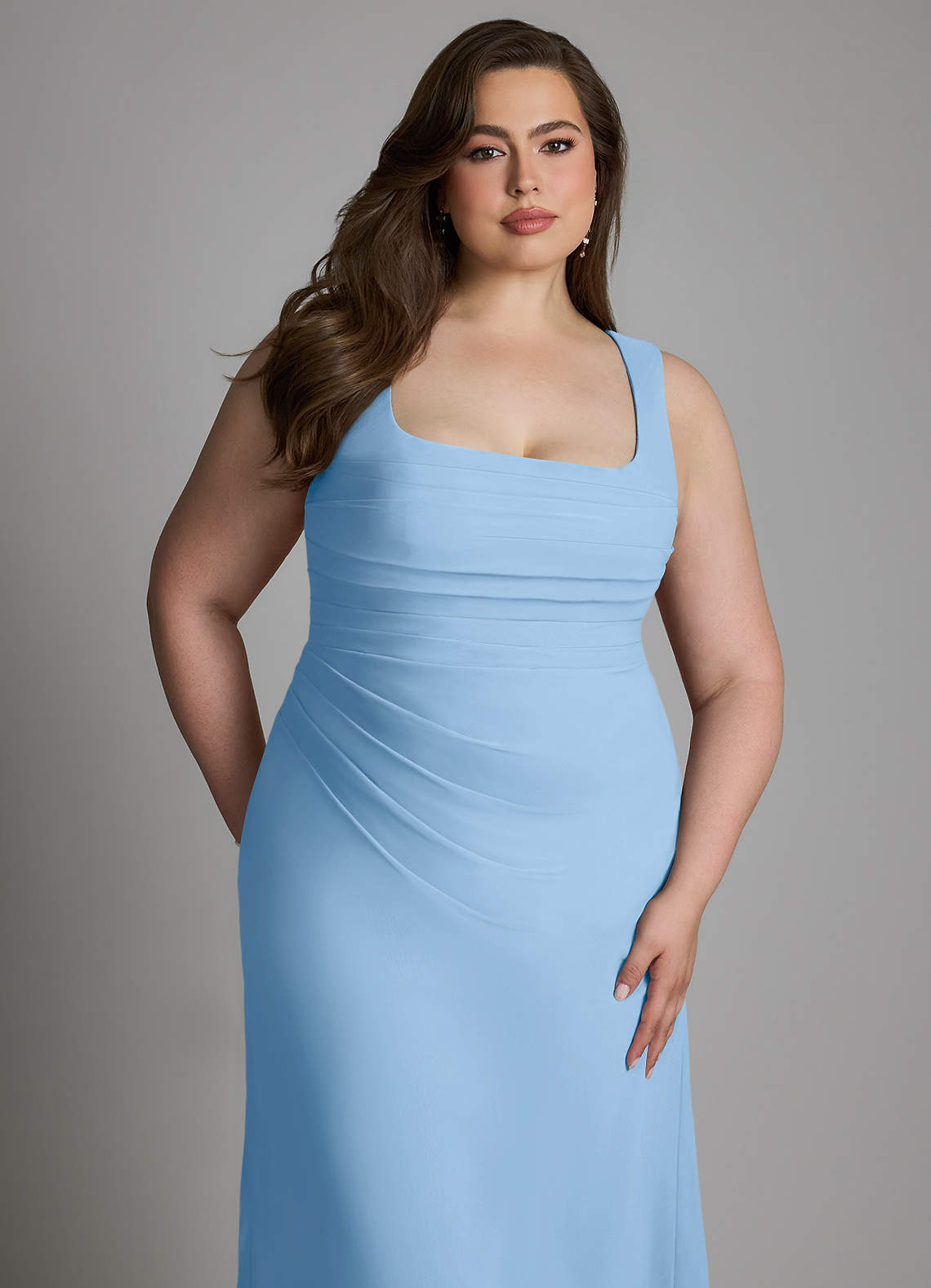 Azazie Agustina Bridesmaid Dresses Powder Blue Mermaid Corset Chiffon Dress image10
