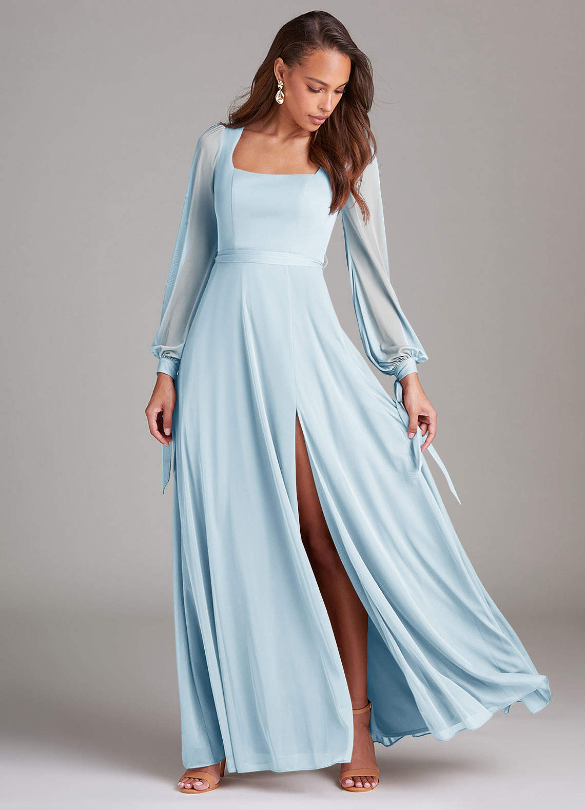 Azazie Leonia Ready to Ship Sky Blue Mesh Bridesmaid Dresses | Azazie Azazie Leonia Ready to Ship Sky Blue Mesh Bridesmaid Dresses | Azazie