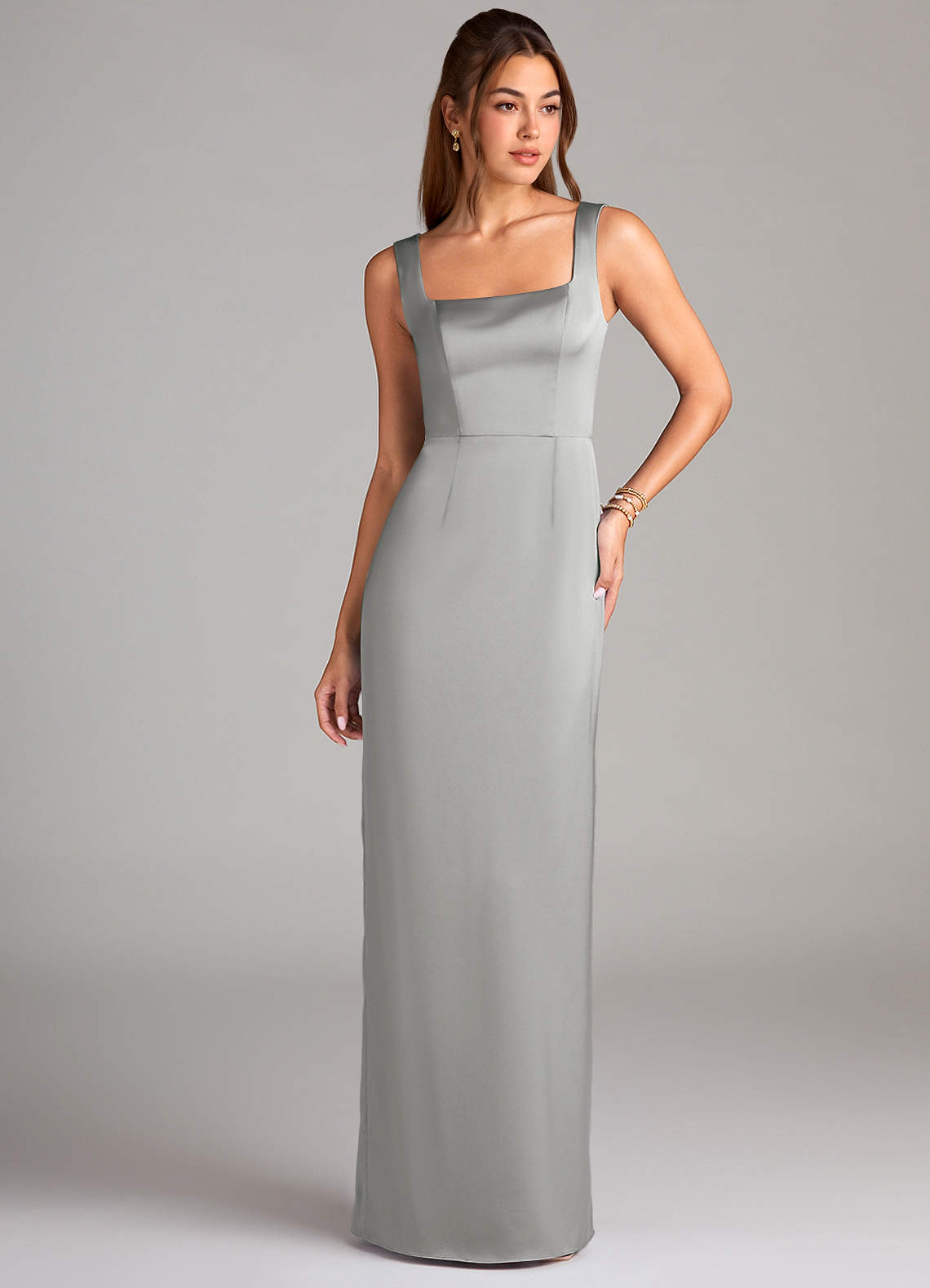 pale silver dress Atlanta Square Neckline Sequin Dress White/Silver main image 1