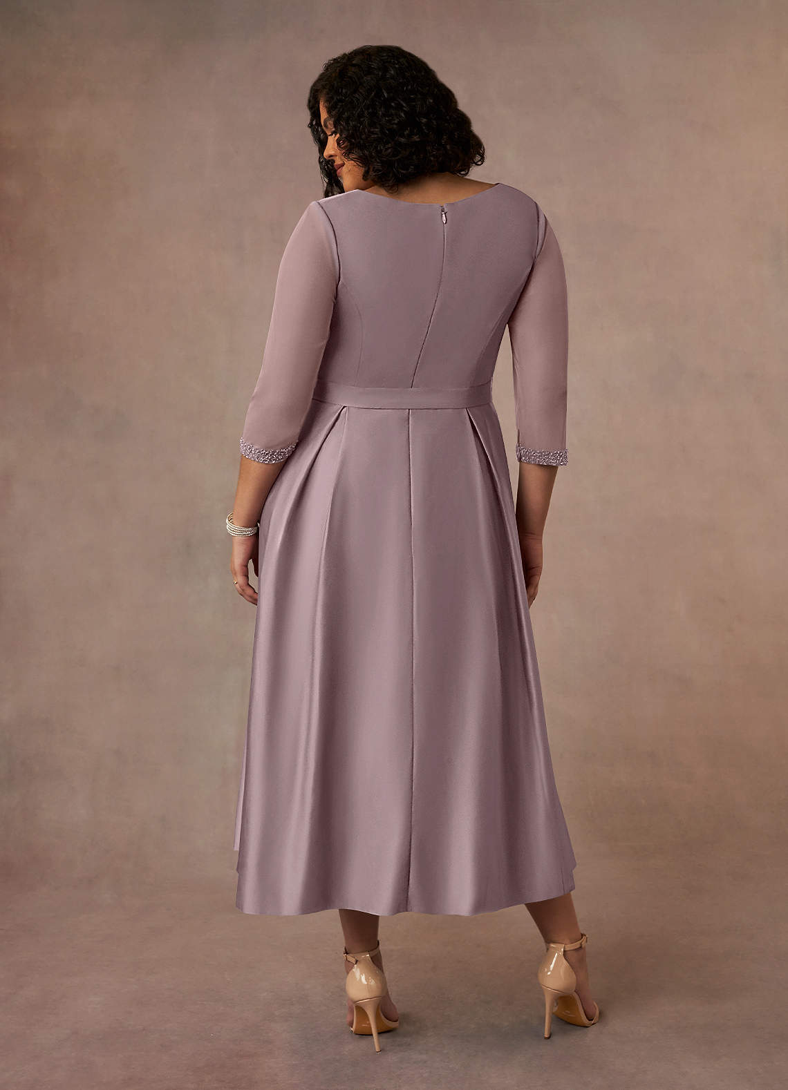 Azazie Maritza Mother of the Bride Dresses Dusk A-Line Pleated Matte Satin Dress image8