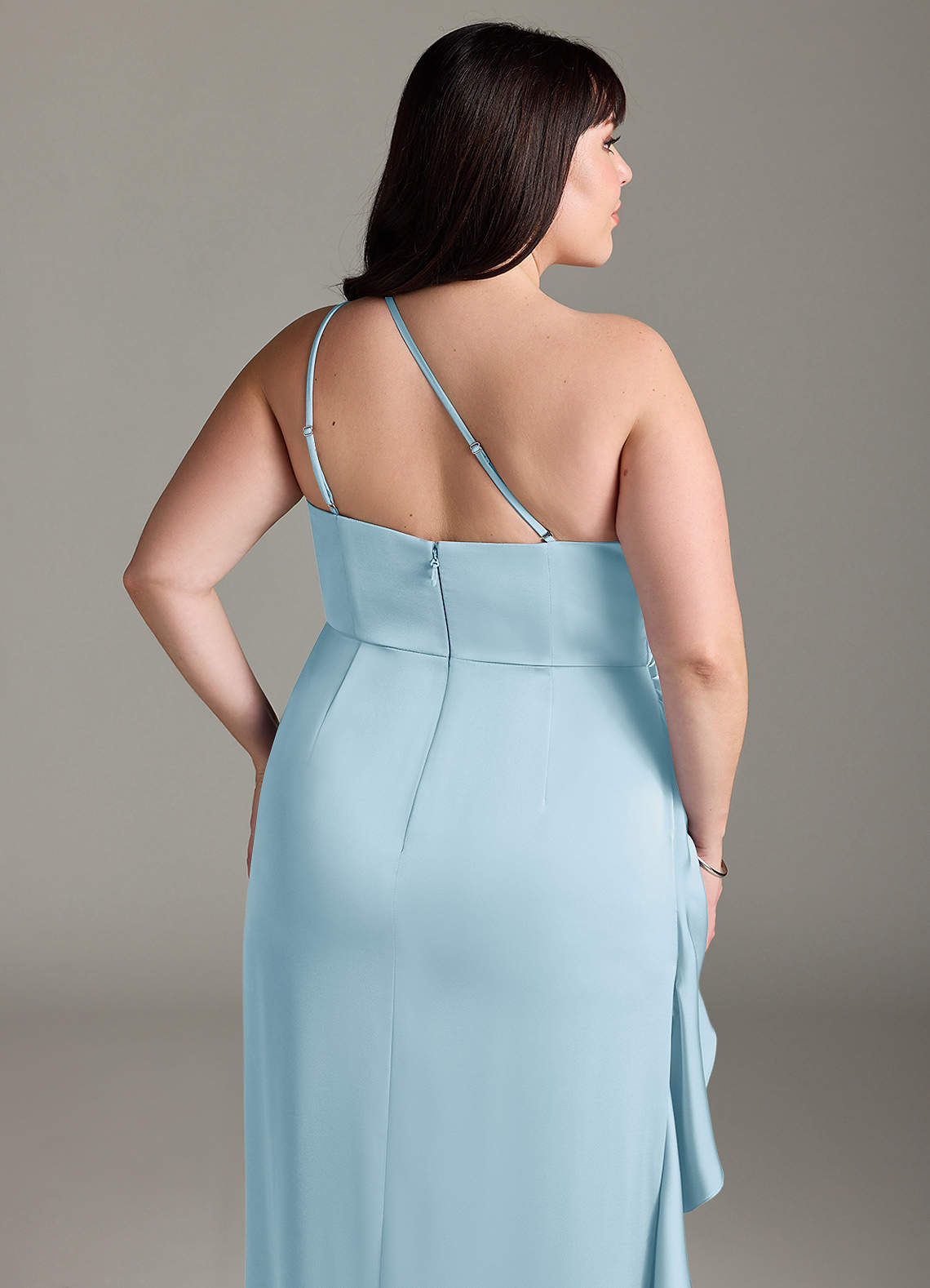 Azazie Latrice Sky Blue Stretch Satin Bridesmaid Dresses | Azazie