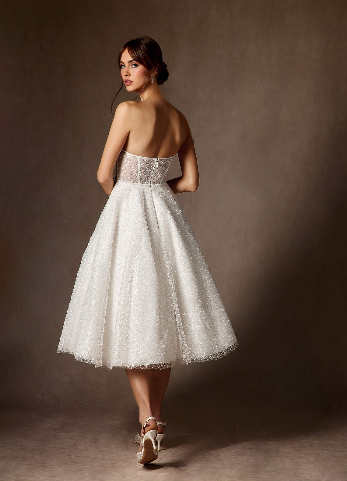 Azazie Nicolette Wedding Dresses Diamond White A-Line Strapless Beading Dress image6