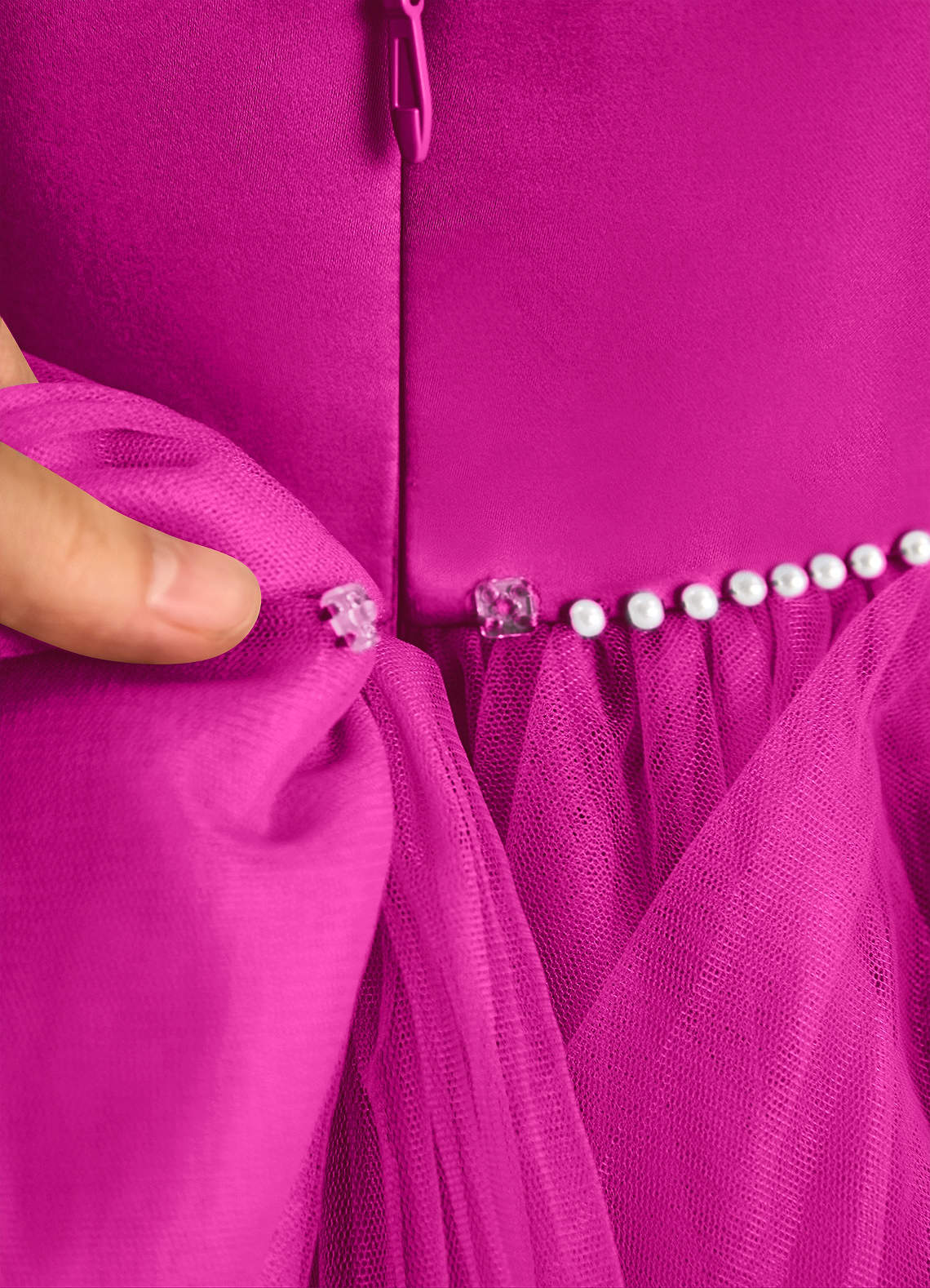 Azazie Tinie Blumenmädchenkleider Ballkleid Schleifen Tüll Kleid Fuchsia image7