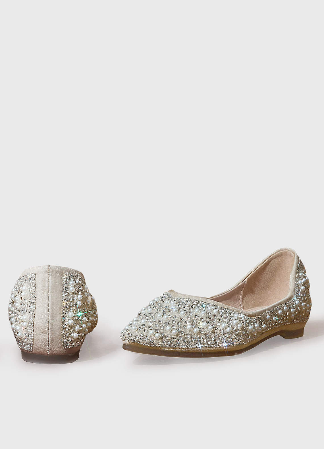 front Crystal And Pearl Ballet Flats