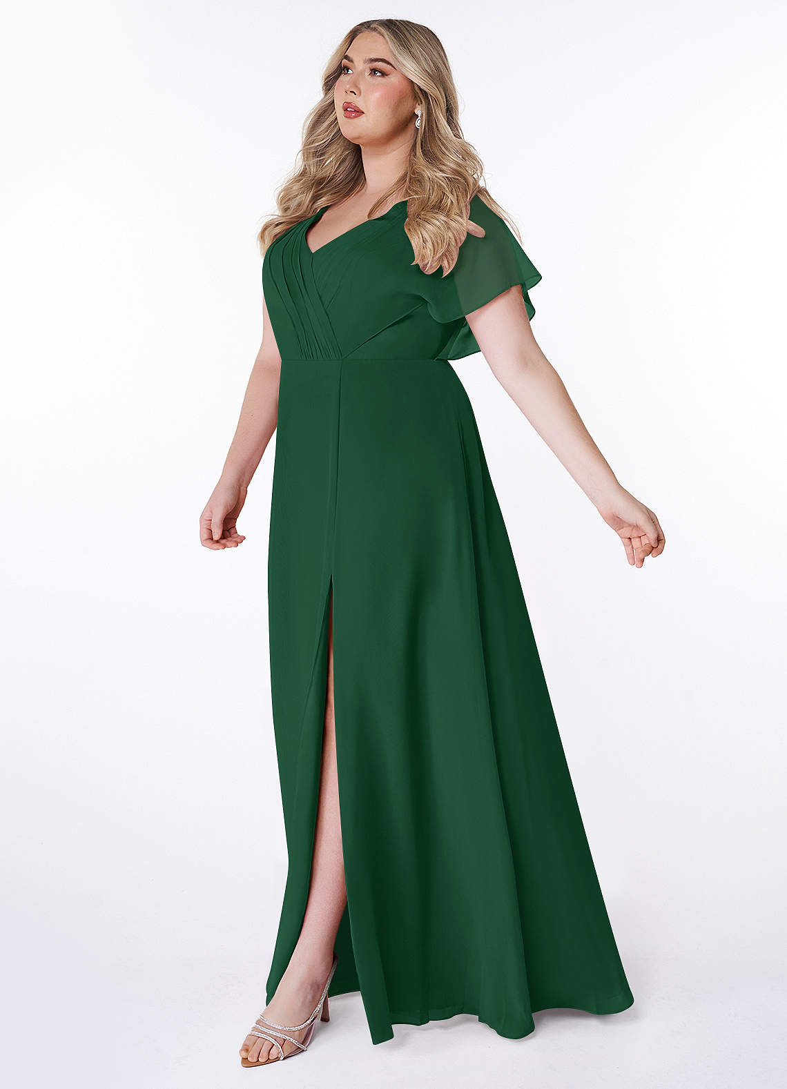 Azazie Rylee Bridesmaid Dresses A-Line Pleated Chiffon Floor-Length Dress image1