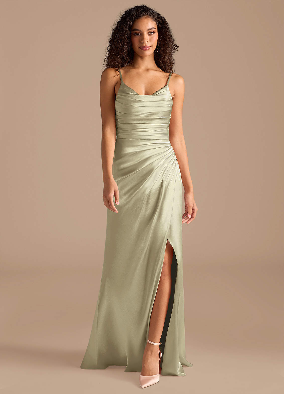 shiny satin moss green bridesmaid dresses Olive Green Bridesmaid Slip Bridesmaid Dresses Go Green ? Featuring A Mix Of Our Satin Bridesmaid Dresses