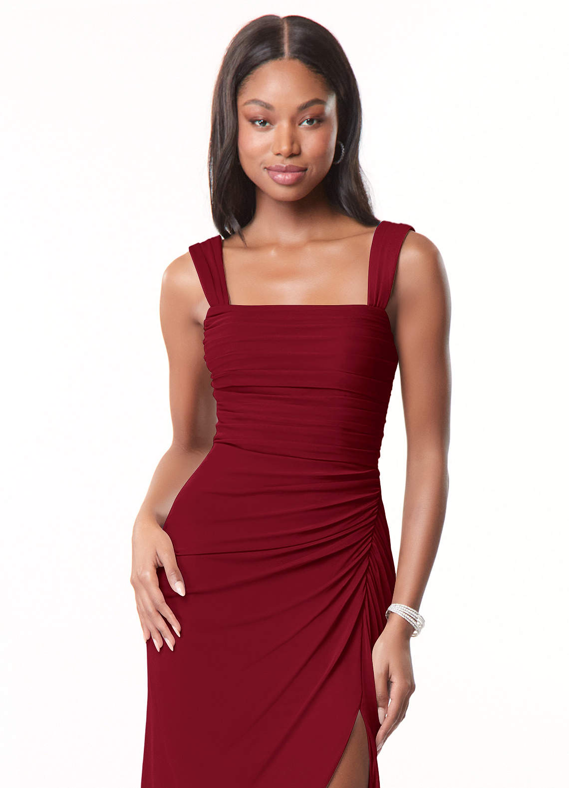 Cheapest Azazie Jasmine Burgundy Chiffon Gown