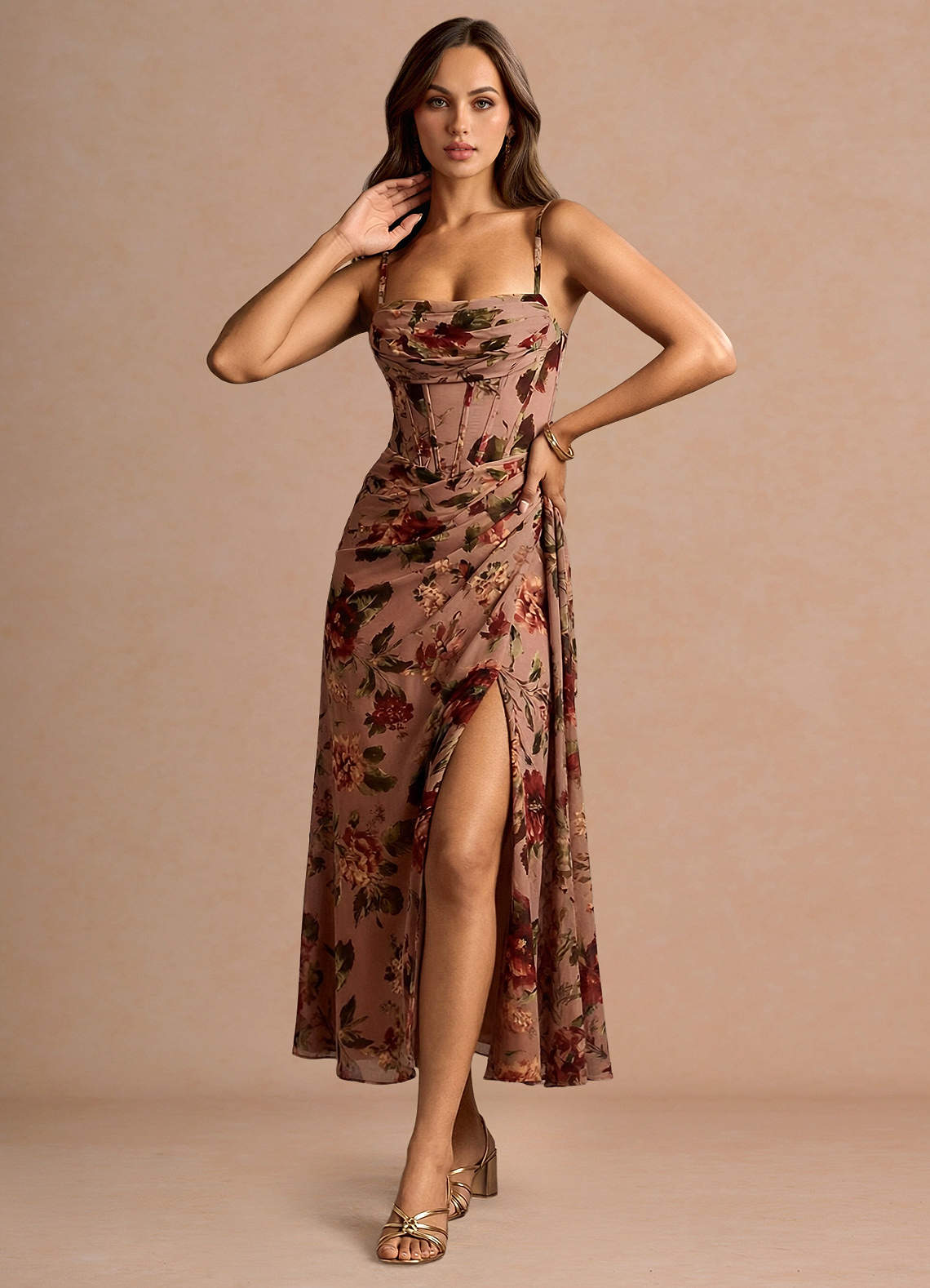 Aurra Mauve Multi Midi Dress | Azazie