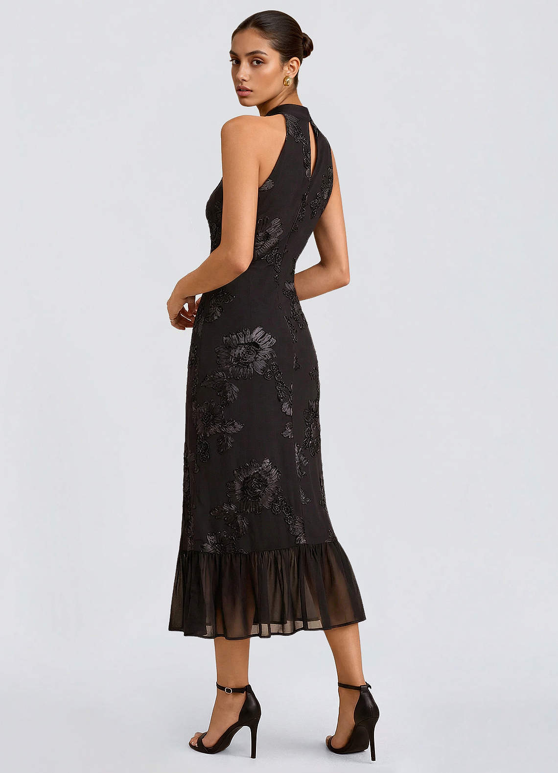 knee length dresses for ladies Astr The Label | Ivanna Floral Lace Maxi Dress in Yellow Green Floral