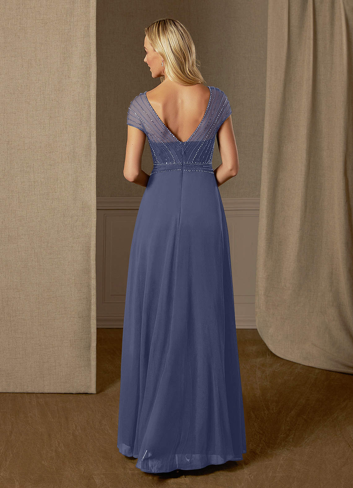 Azazie Star Mother of the Bride Dresses A-Line V-Neck sequins Chiffon Floor-Length Dress image1