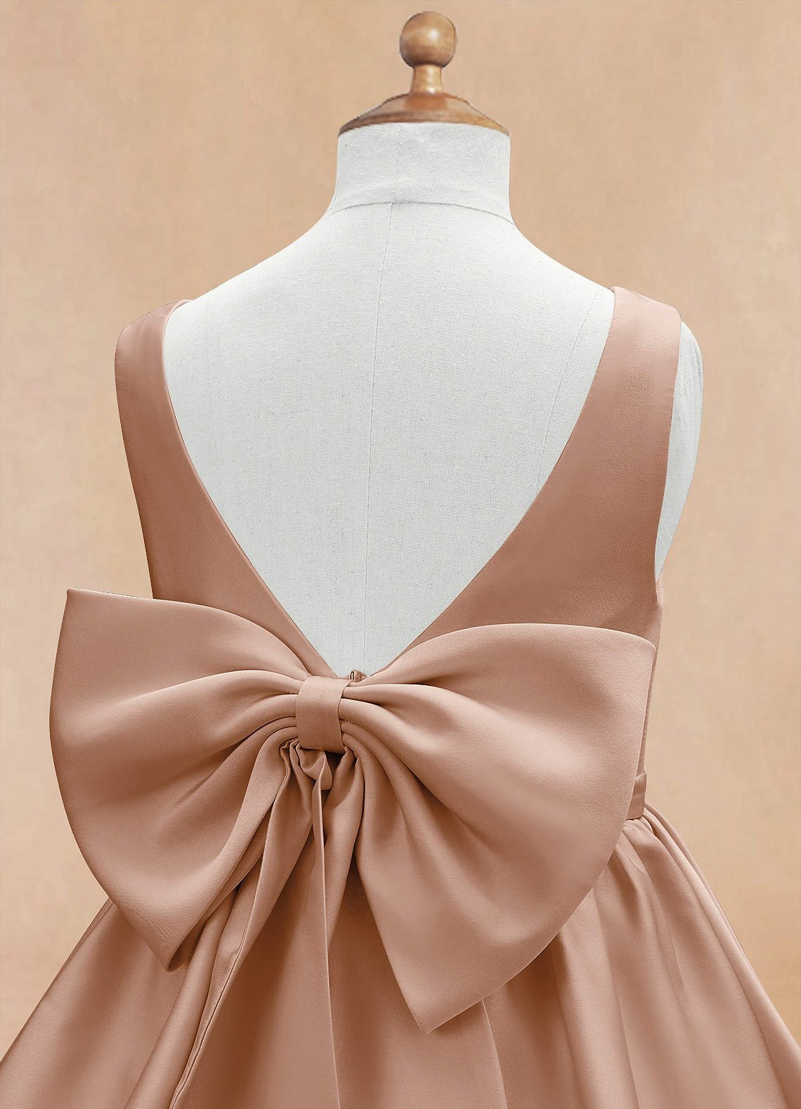 Azazie Margie Flower Girl Dresses English Rose A-Line Bow Stretch Satin Dress image6