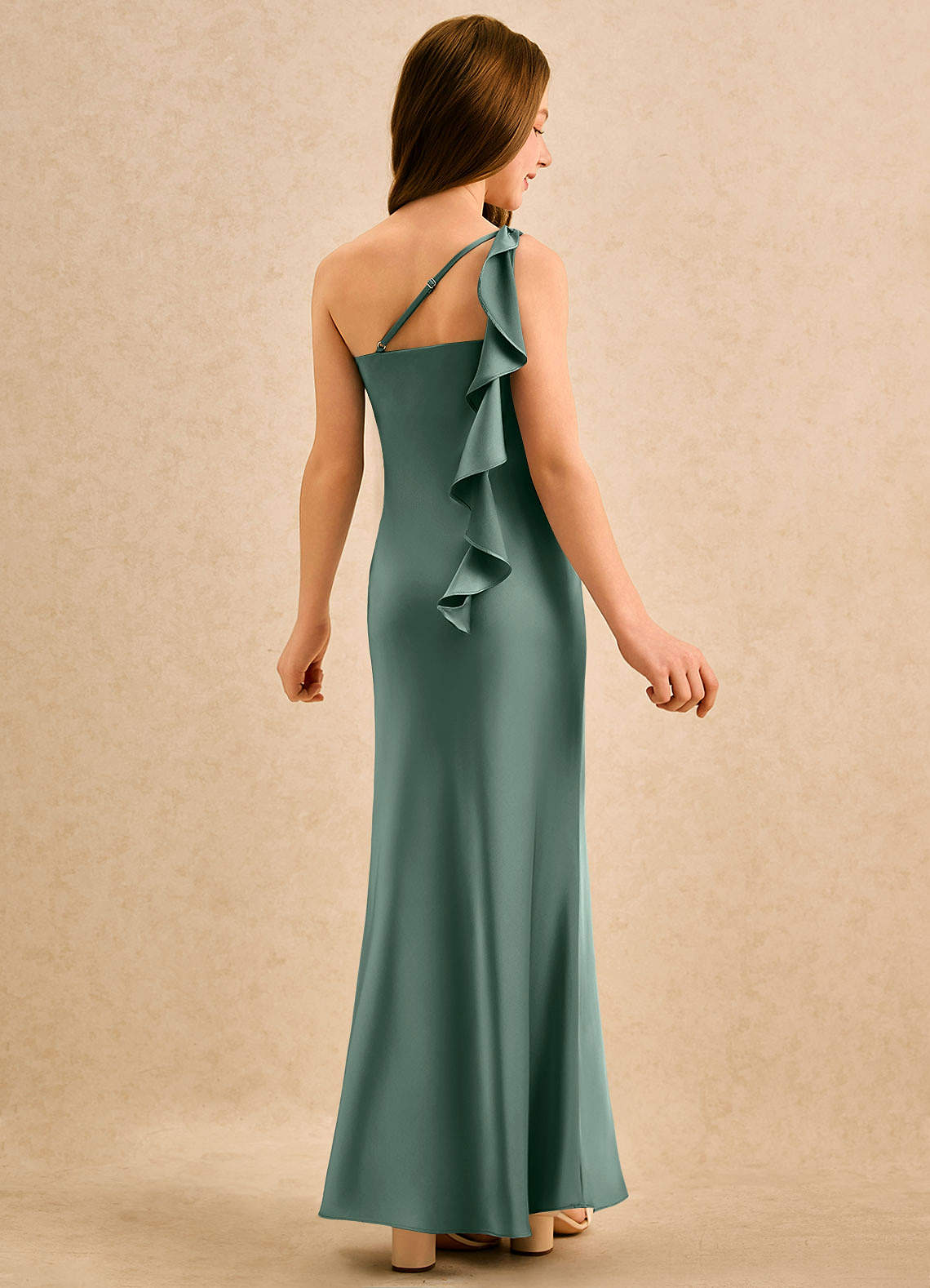 almond bridesmaid dresses Square Neck Crepe Bridesmaid Dress main image 1
