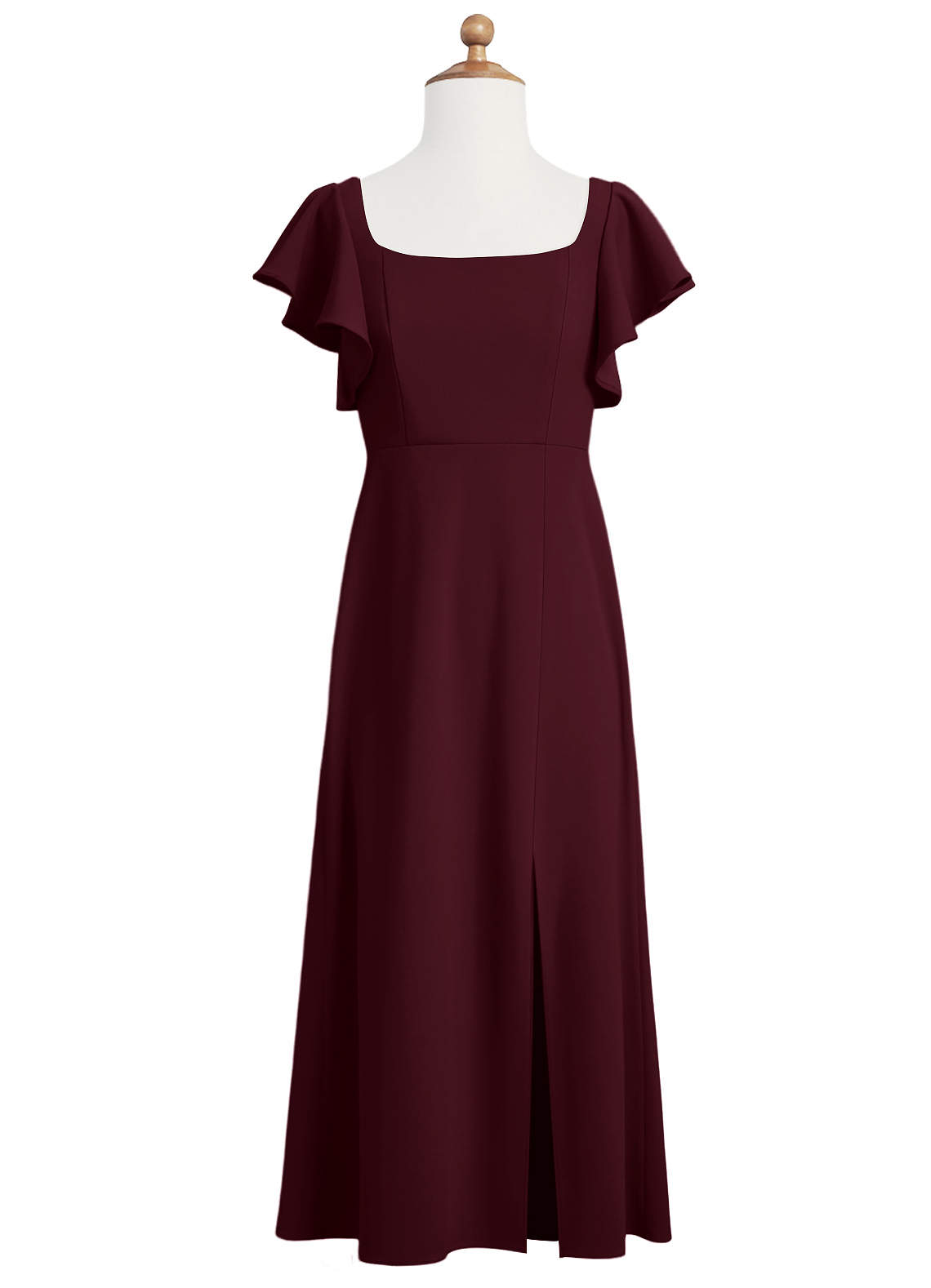 Azazie Bondi Junior Cabernet A-Line Side Slit Stretch Crepe Dress image1