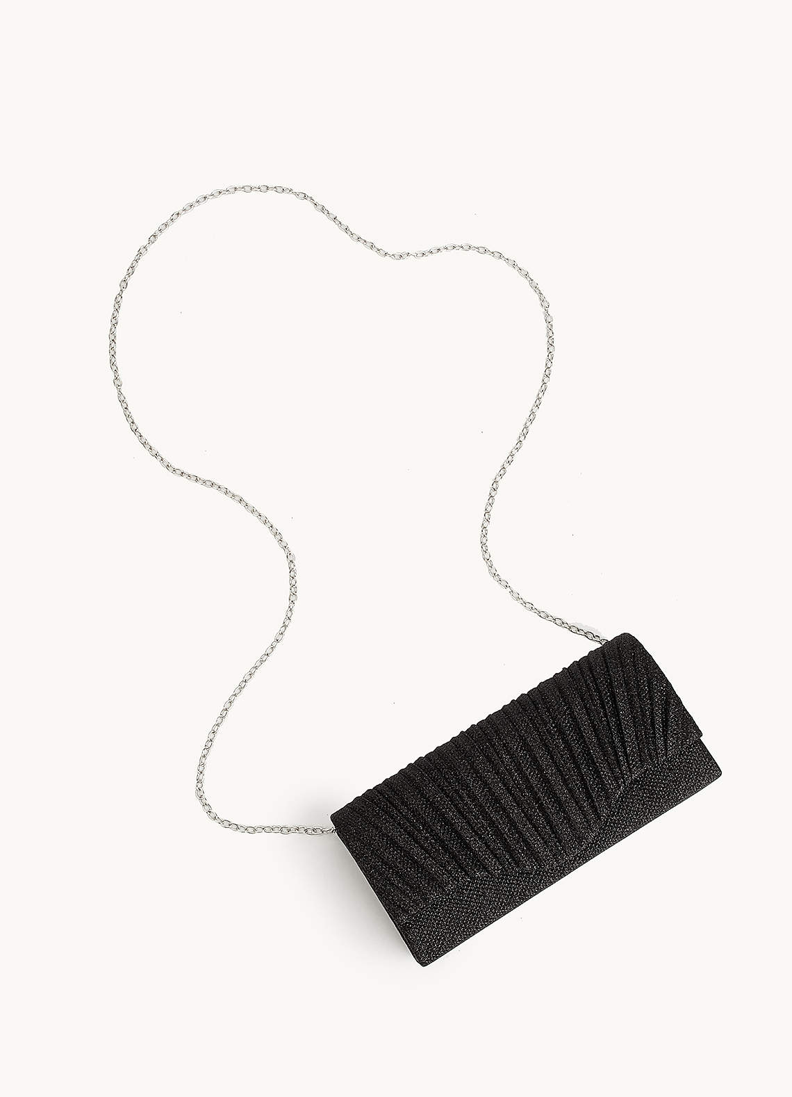 front Shimmer Pleated Flap Clutch