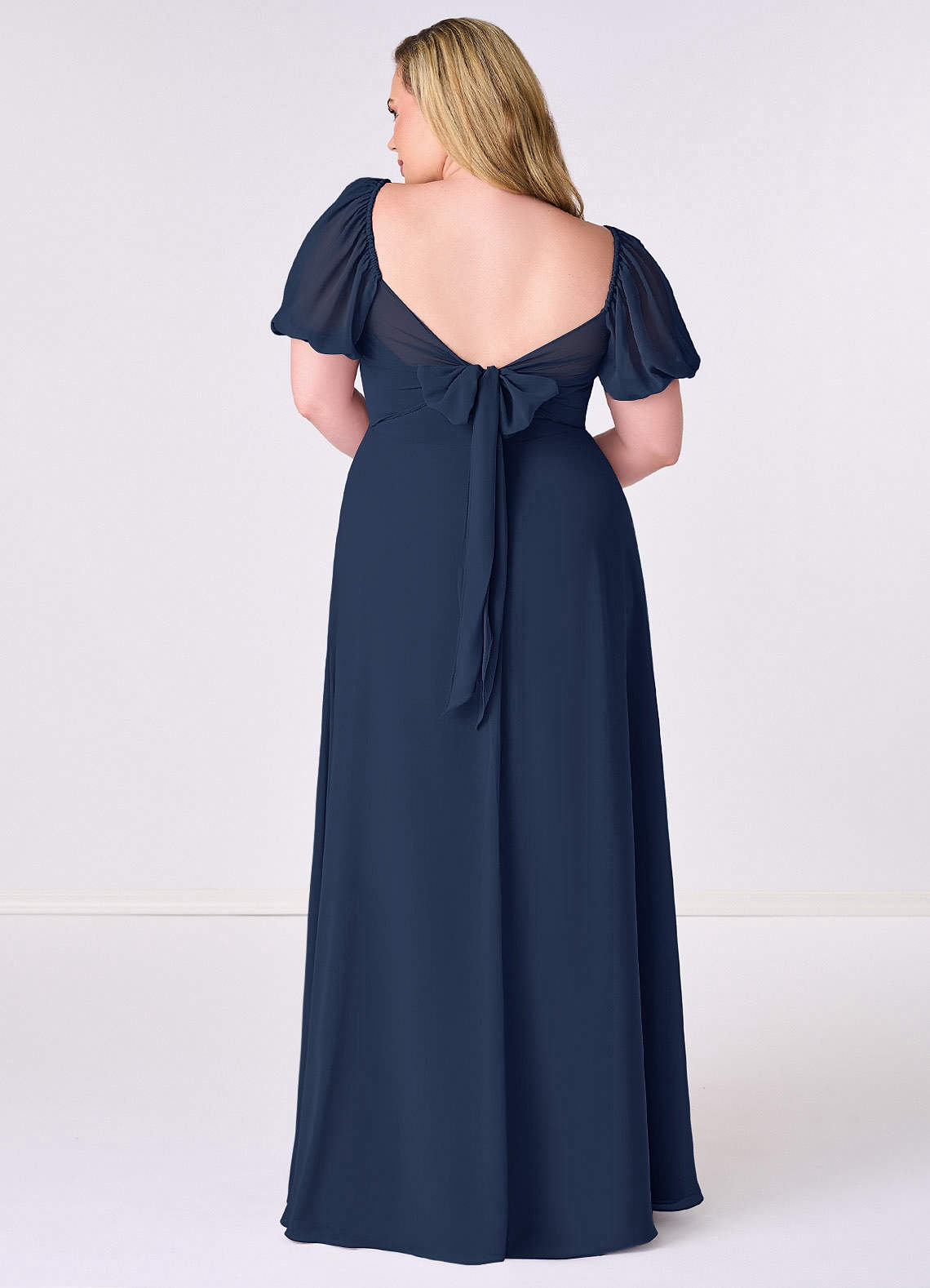 Barbie ♥ Azazie Bridesmaid Dresses Dark Navy A-Line Pleated Chiffon Dress image7