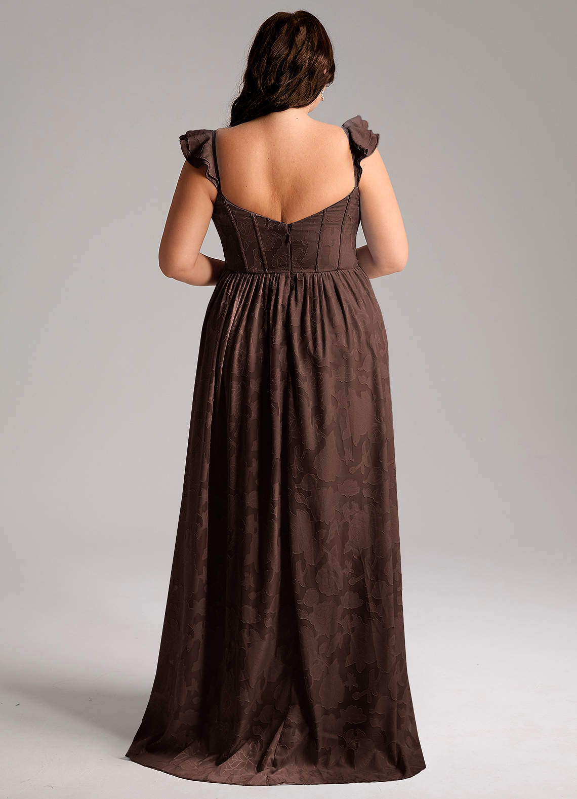 Azazie Denisse Vestidos de madrinha de casamento Vestido Ganache de Esgotamento Floral de Linha A com Ruched image7