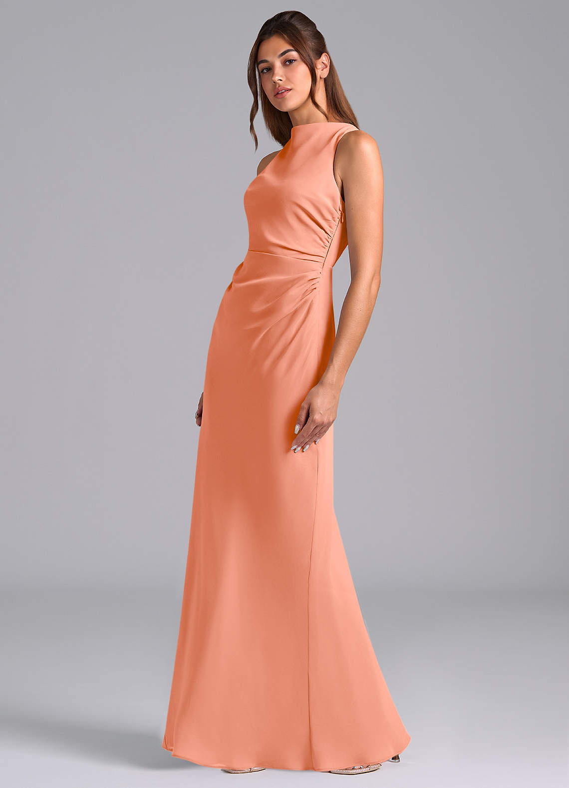 Azazie Evadne Bridesmaid Dresses Sunset A-Line Pleated Chiffon Dress image1