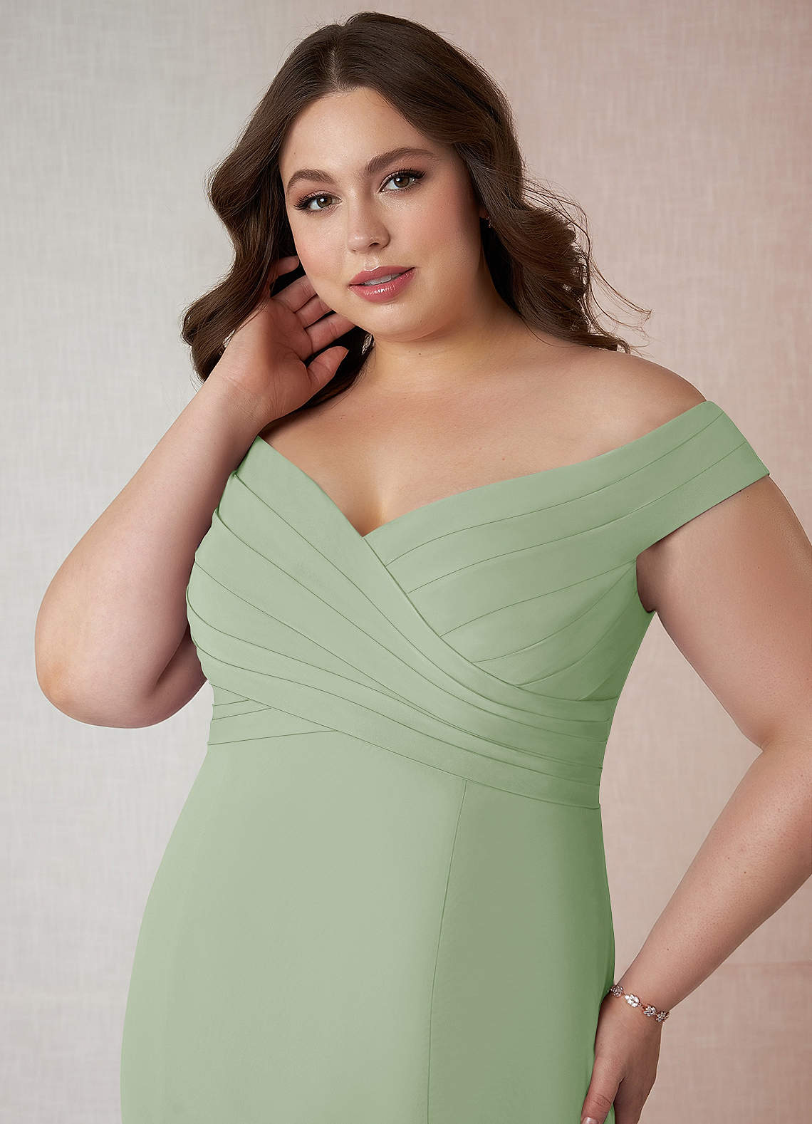 Dusty Sage Azazie Lecia Bridesmaid Dresses | Azazie