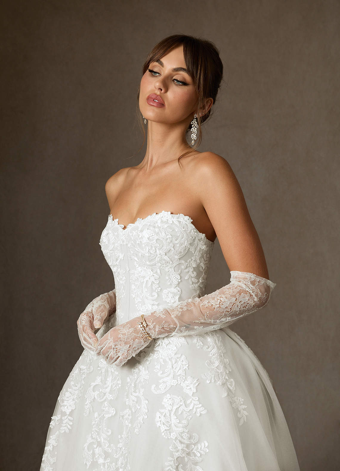 Azazie Sonnet Wedding Dresses Diamond White Ball-Gown Strapless Lace Dress image6