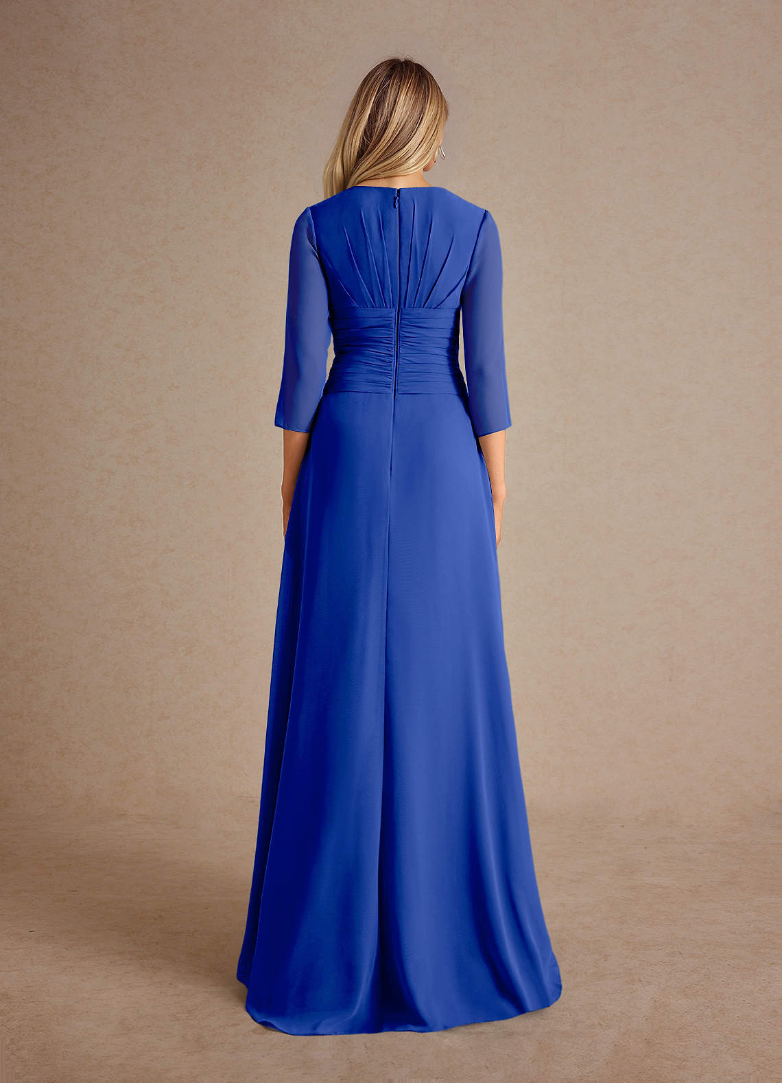 Azazie Mayfield Mother of the Bride Dresses Royal Blue A-Line Pleated Chiffon Dress image2