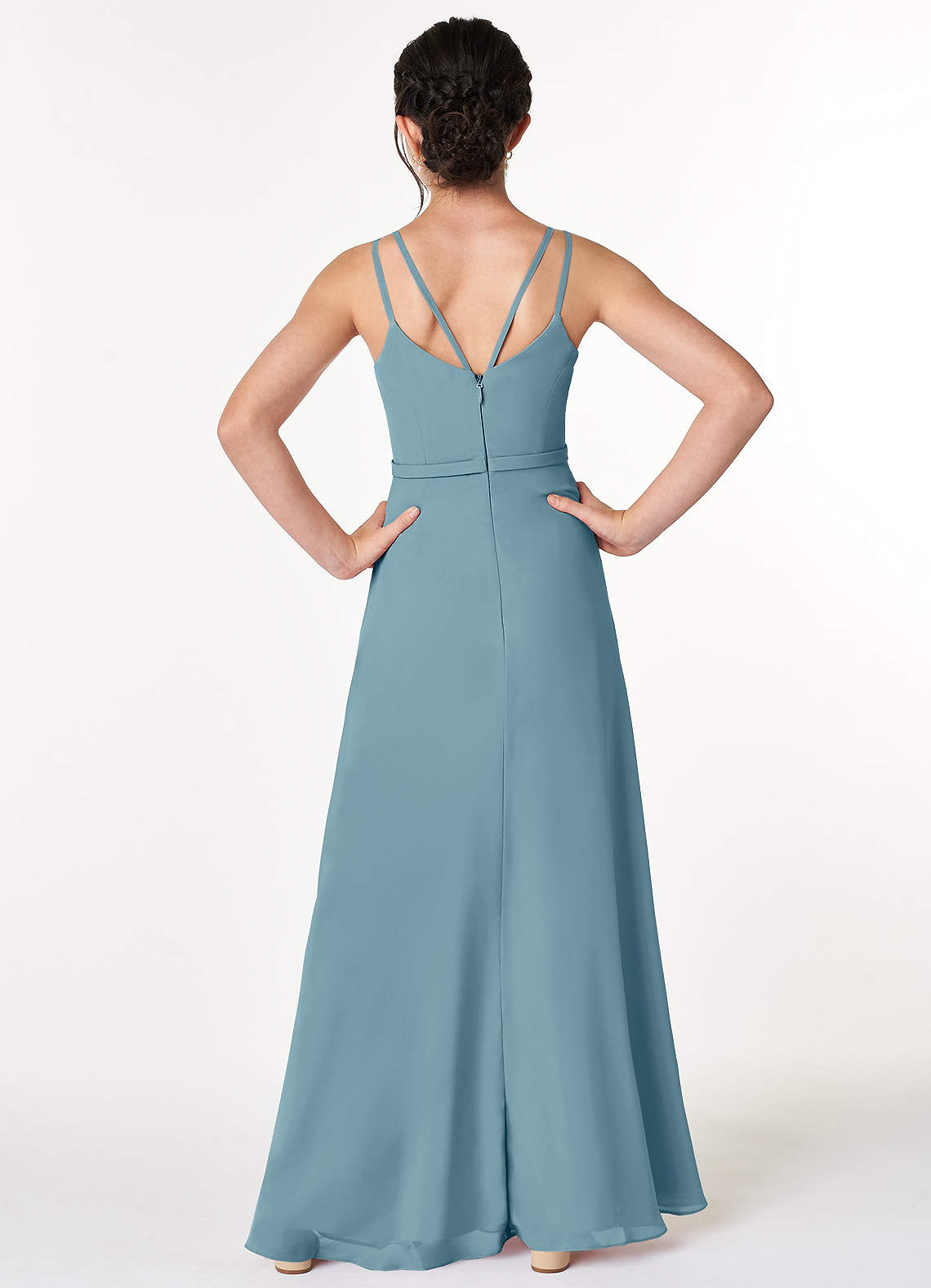 Moody Blue Azazie Janine JBD Junior Bridesmaid Dresses | Azazie