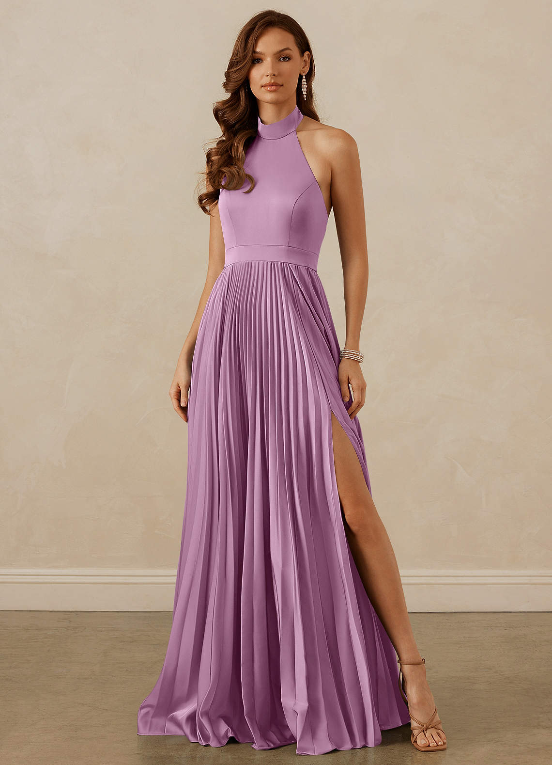 Christian Siriano Bridal for Azazie 1007 Bridesmaid Dresses Wisteria A-Line Pleated Stretch Satin Dress image1