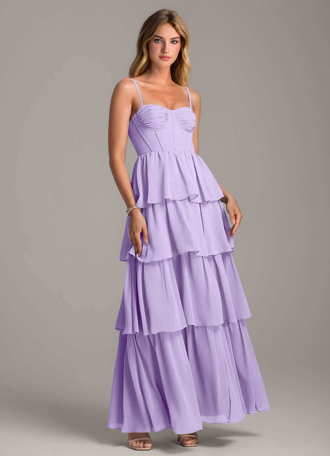 Azazie Alanna Bridesmaid Dresses Lilac A-Line Sweetheart Neckline Chiffon Dress image1