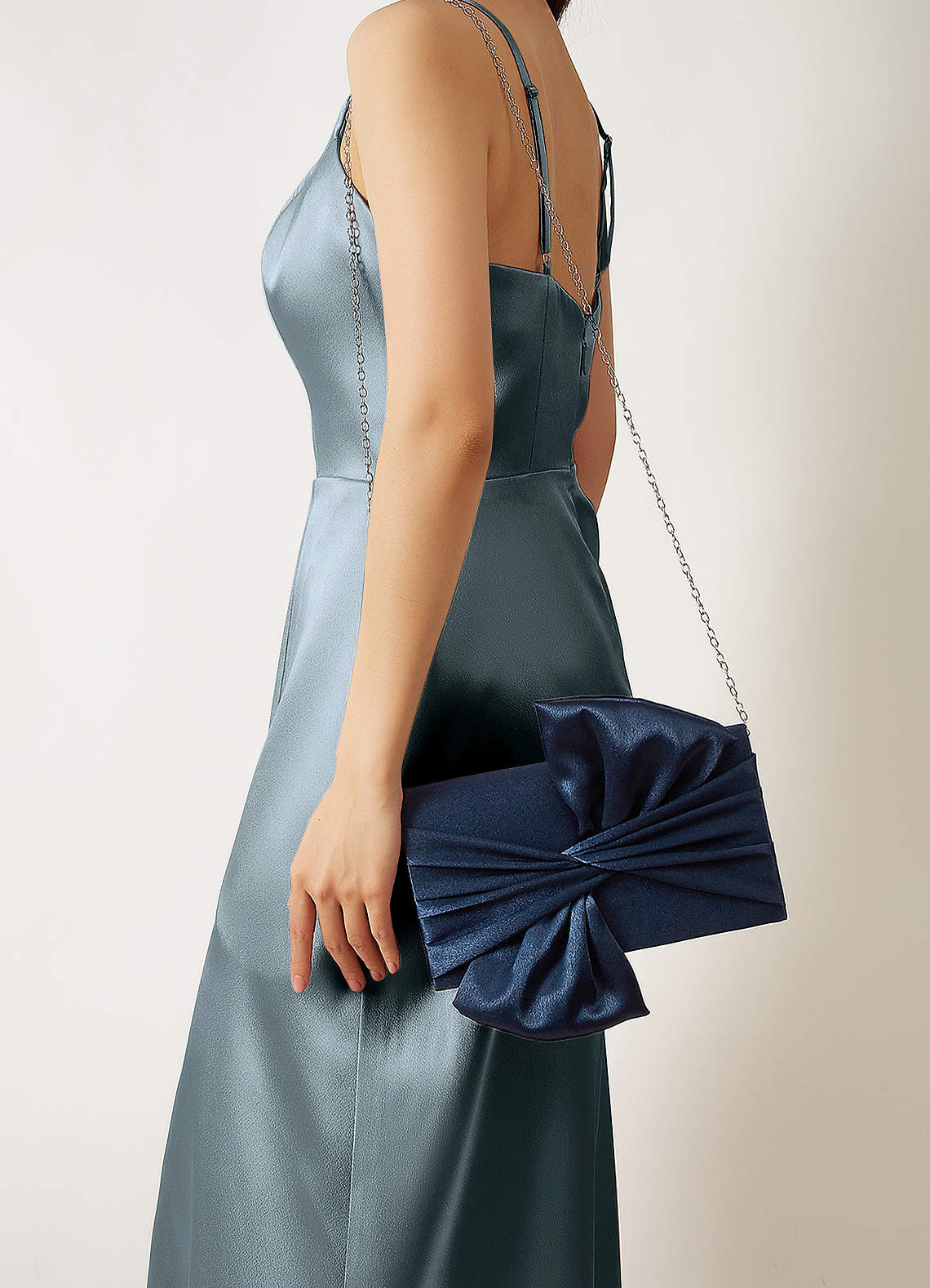 front Satin Twist Bow Clutch