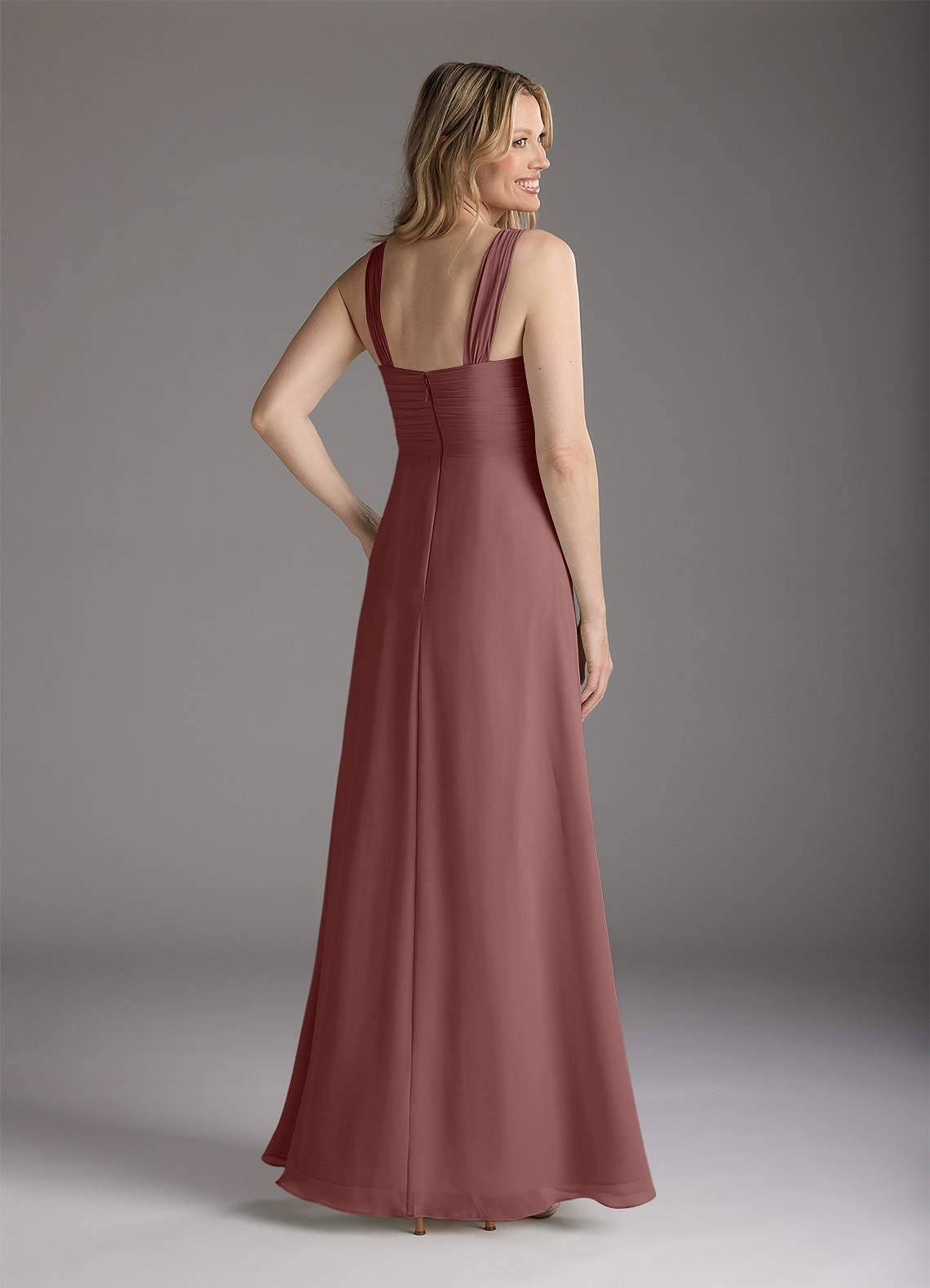 azazie a-line/princess square neck floor-length chiffon bridesmaid dress reviews Azazie Barbie AZAZIE 1001 Chiffon in Sky Blue Bridesmaid Dress
