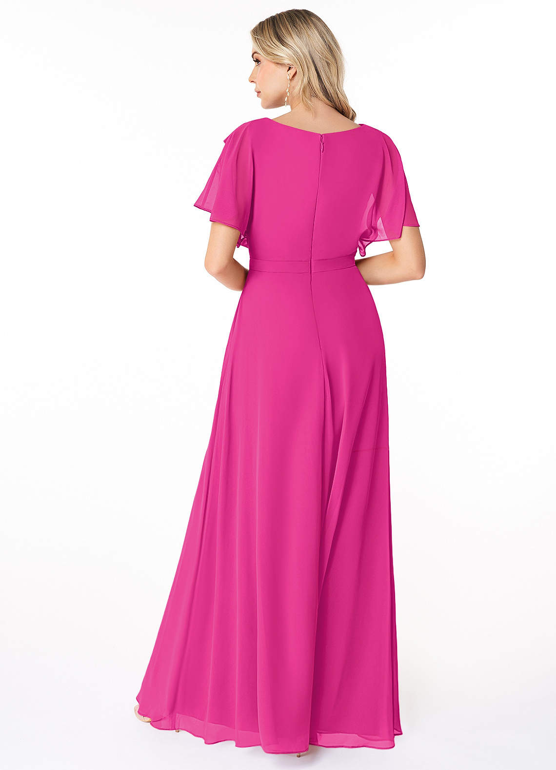 Fuchsia Azazie Aaliyah Modest Bridesmaid Dresses | Azazie