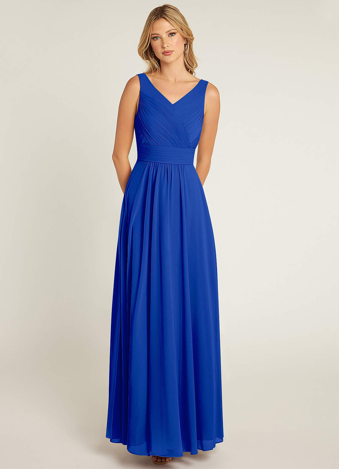 Azazie Pierrette Bridesmaid Dresses Royal Blue A-Line Pleated Chiffon Dress image1