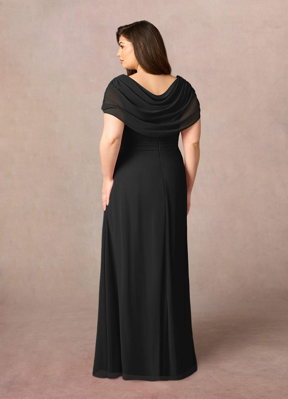 Azazie Mary Mother of the Bride Dresses Black A-Line Side Slit Chiffon Dress image2