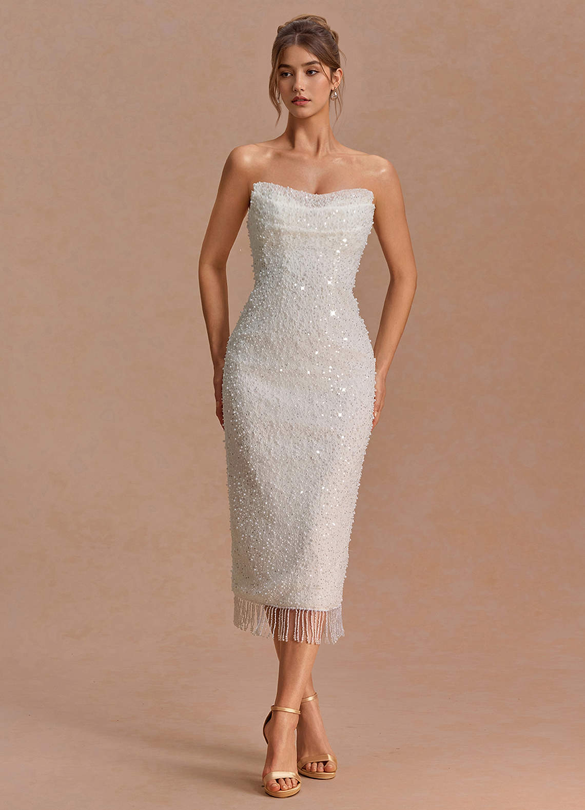 cream midi dress formal Azazie Dresses Bodycon Semi-Formal Dresses Beaded Sweetheart STEM dress