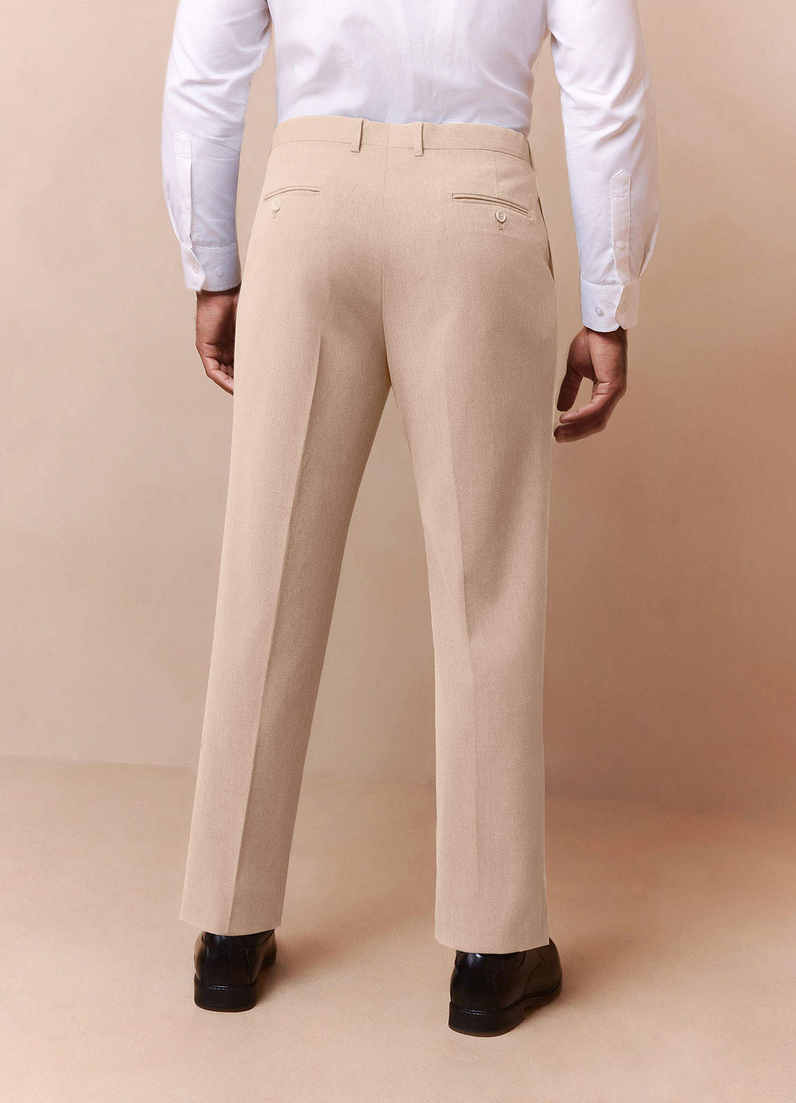 front Savile Tan Wool Blend Dress Pants